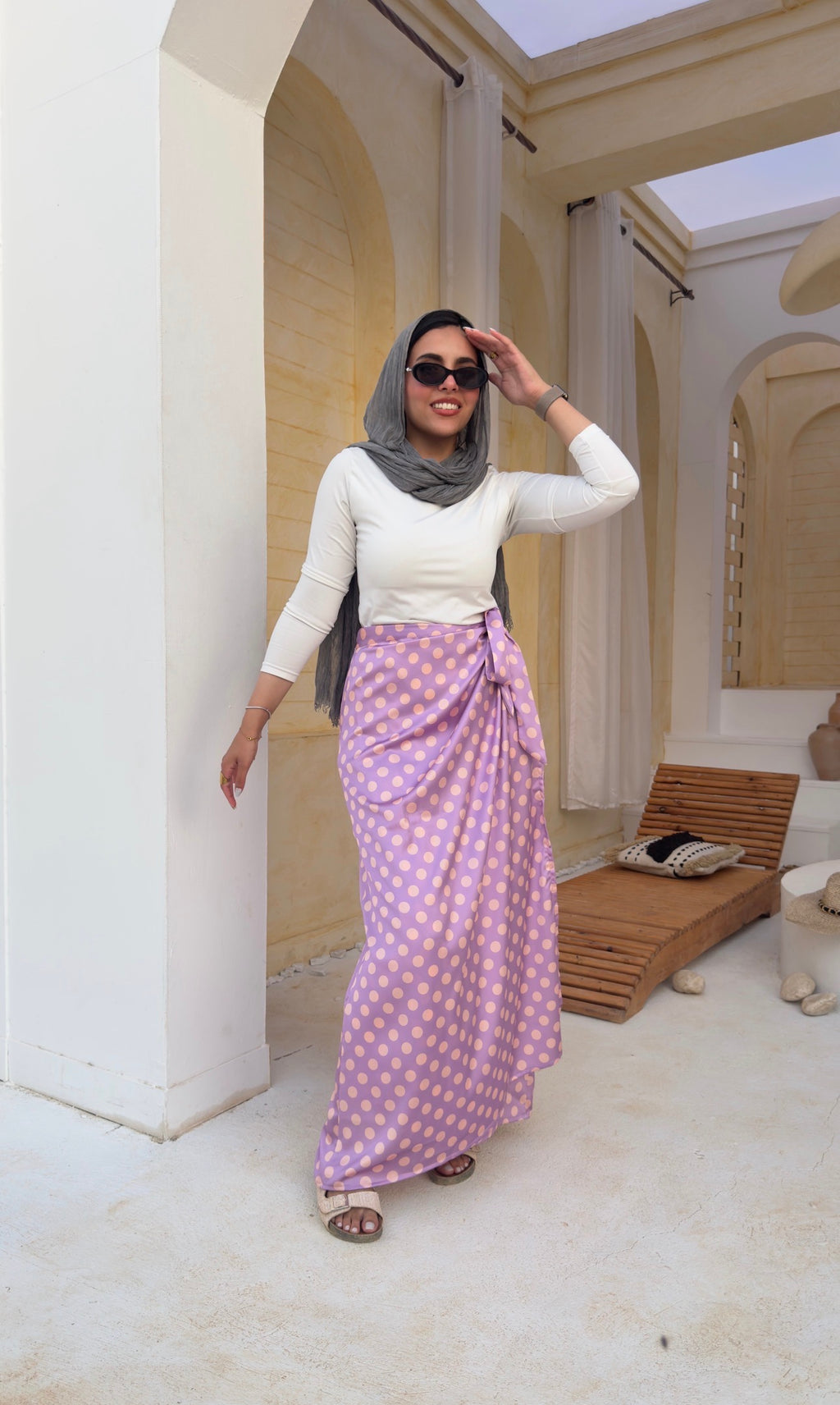 Polka Dots Lavender Wrap Skirt