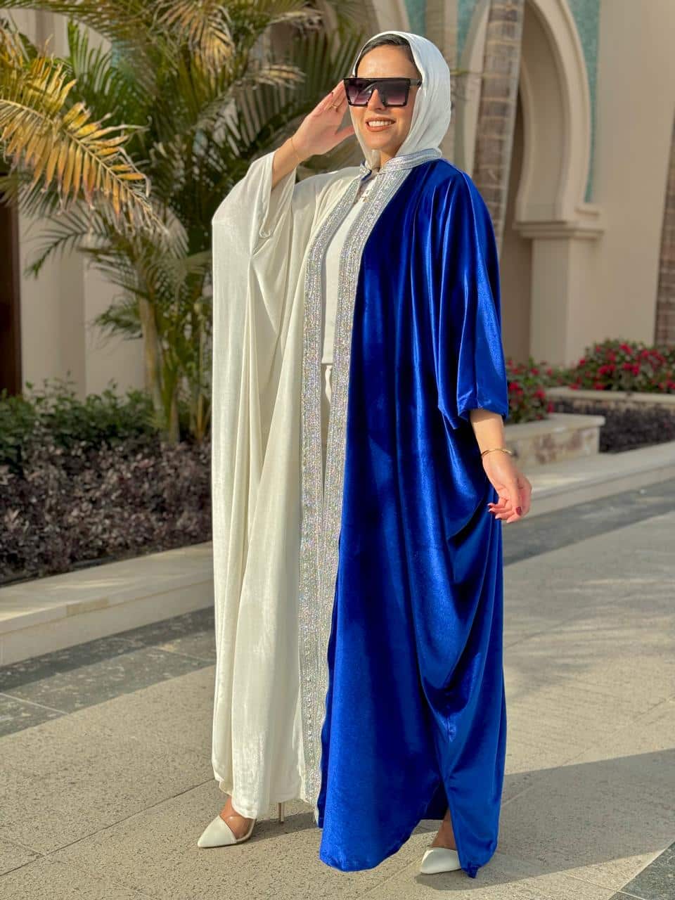 Royal blue X white Kaftan