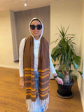 Striped Brown Wool Shawl