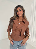 Cropped Leather Coat