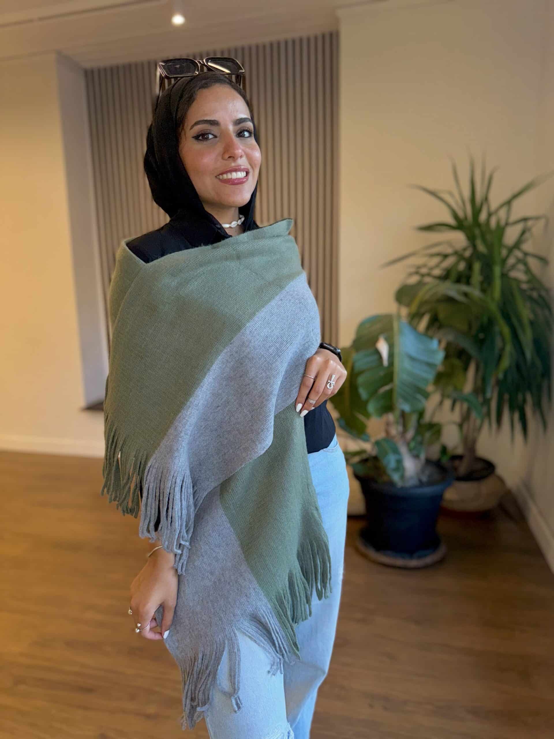 Olive x Grey Shawl