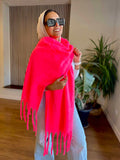 Neon Pink Wool Scarf