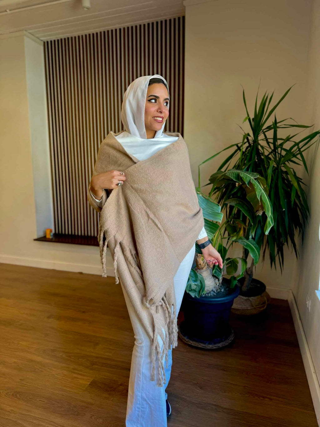Light Coffee Wool Scarf