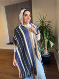 Navy Tricolor Wool shawl