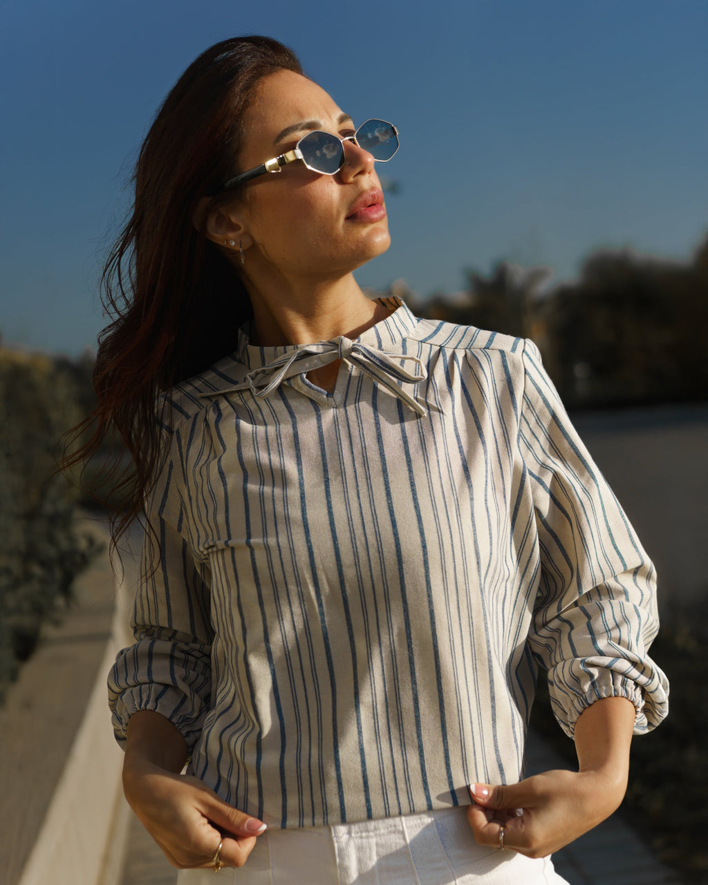 Bow Linen Blouse