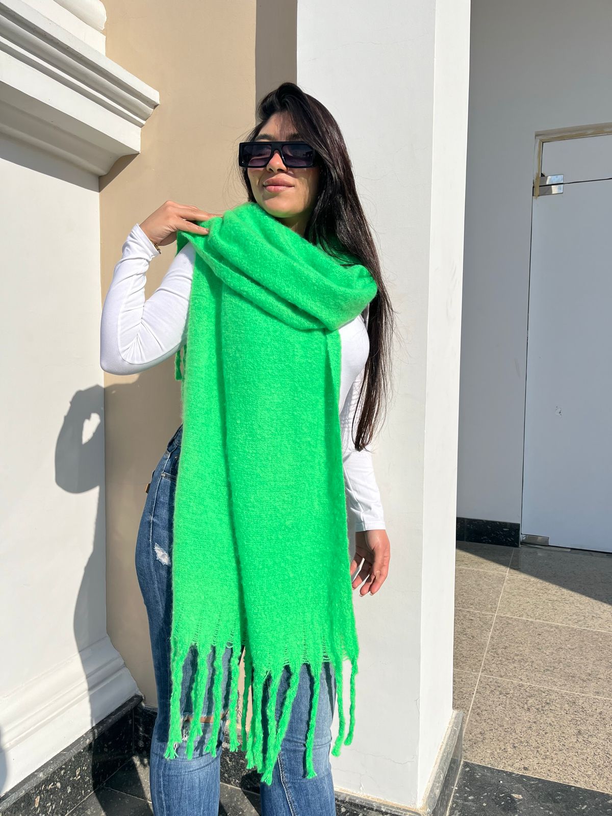 Neon Green Wool Scarf