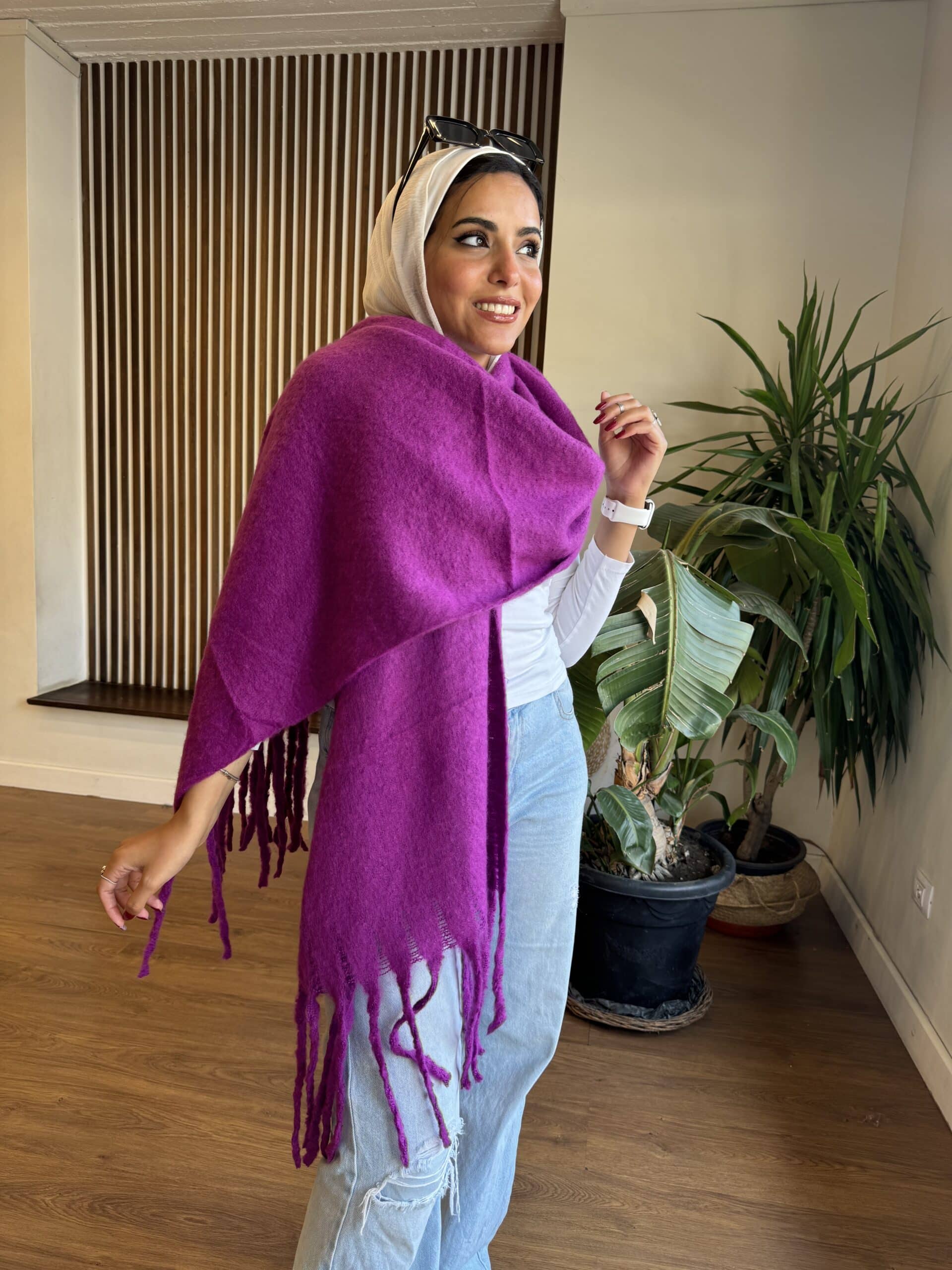 Hot Purple Wool Scarf