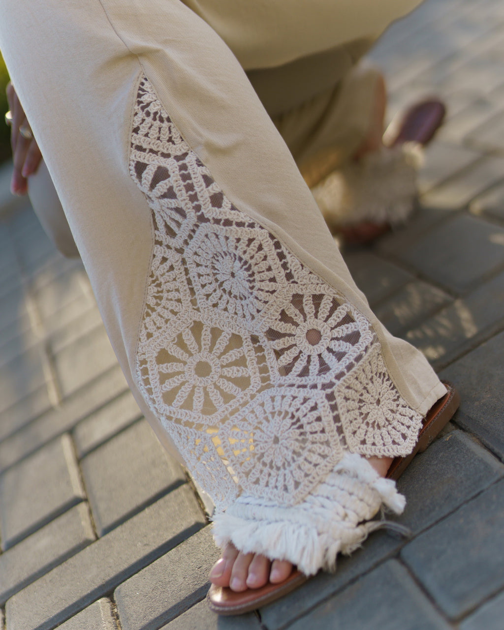 Crochet boho Linen Pants