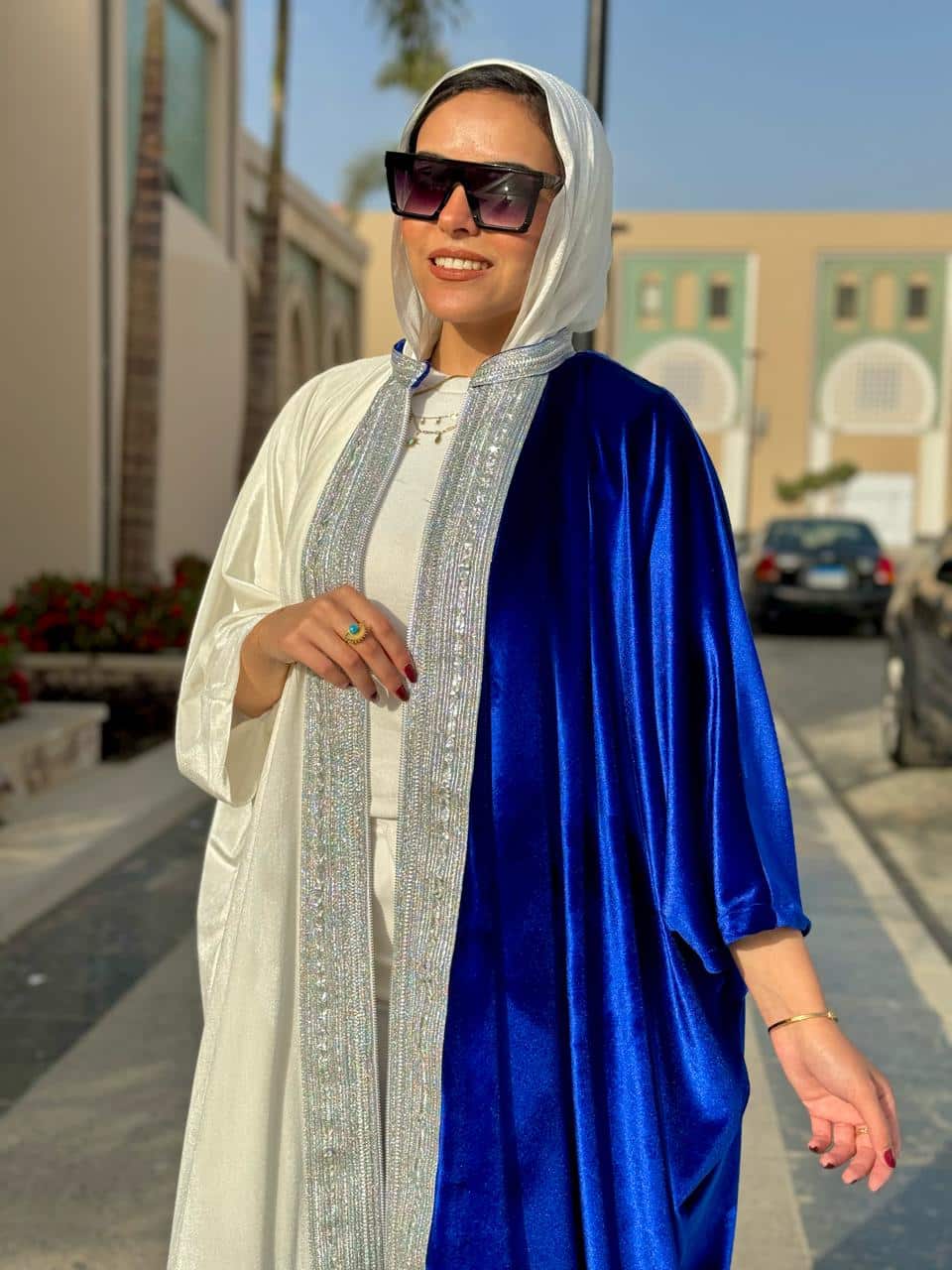 Royal blue X white Kaftan