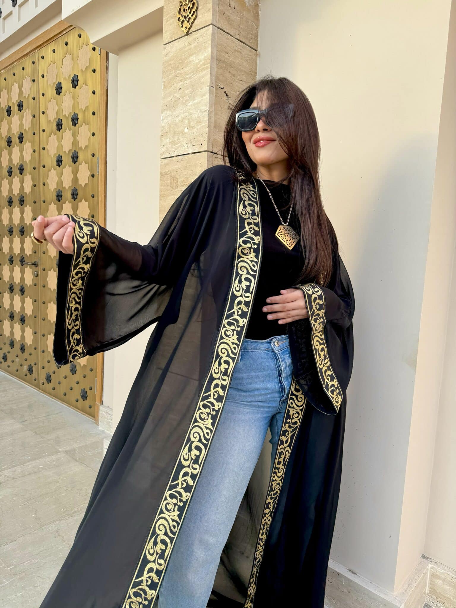 Black chiffon kaftan