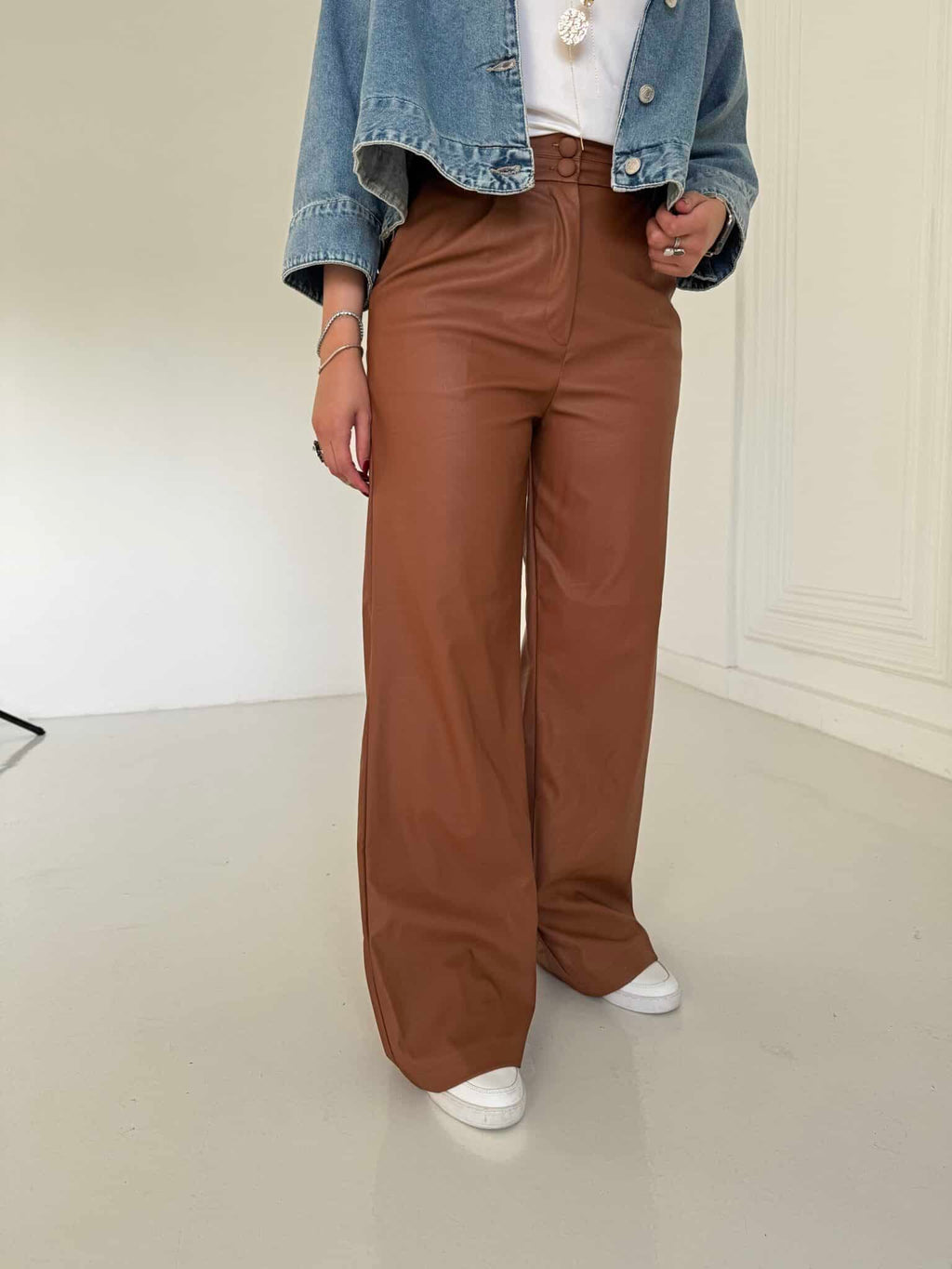Leather wide leg Pants