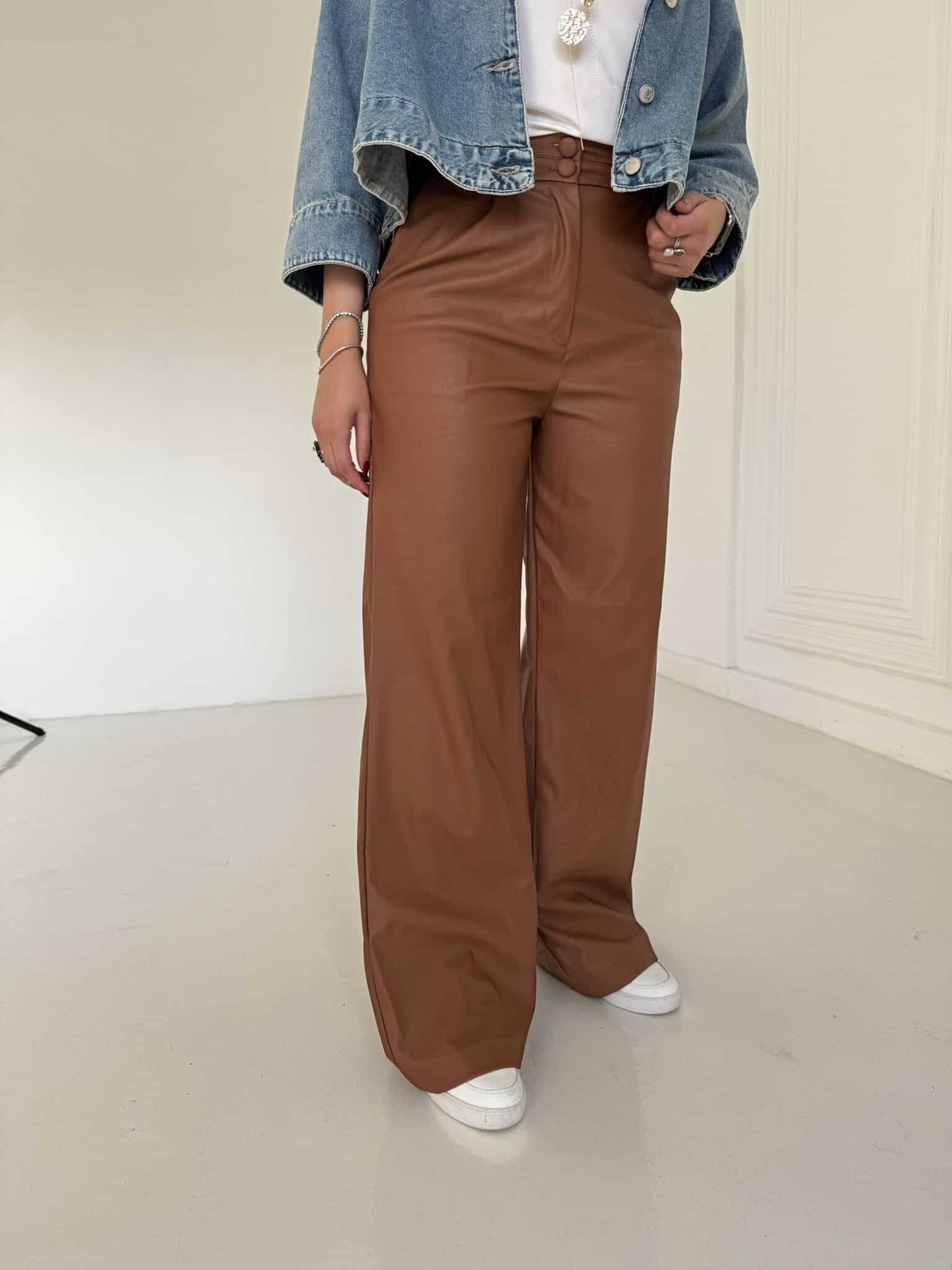 Leather wide leg Pants