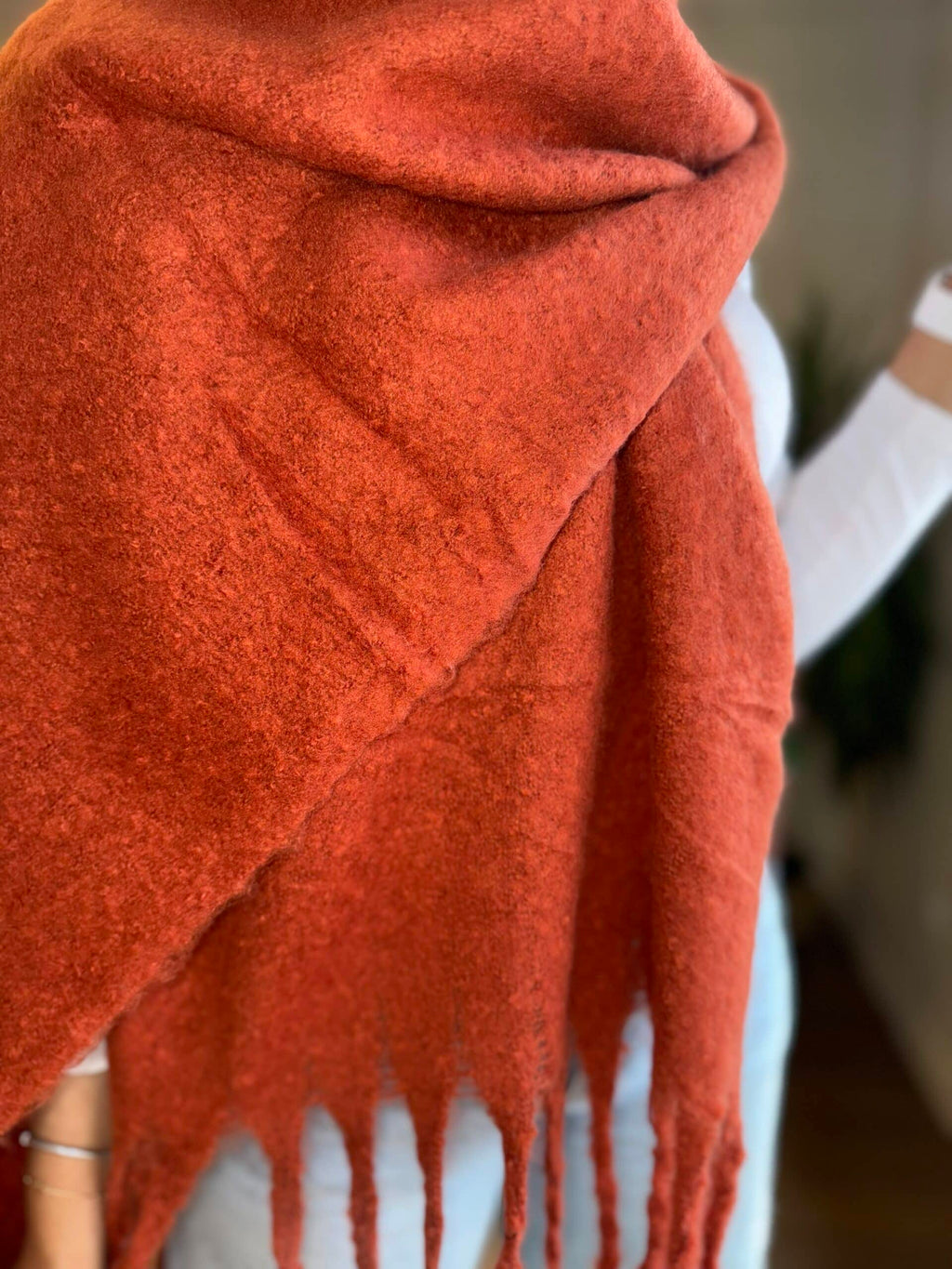 Rust Brown Wool Scarf