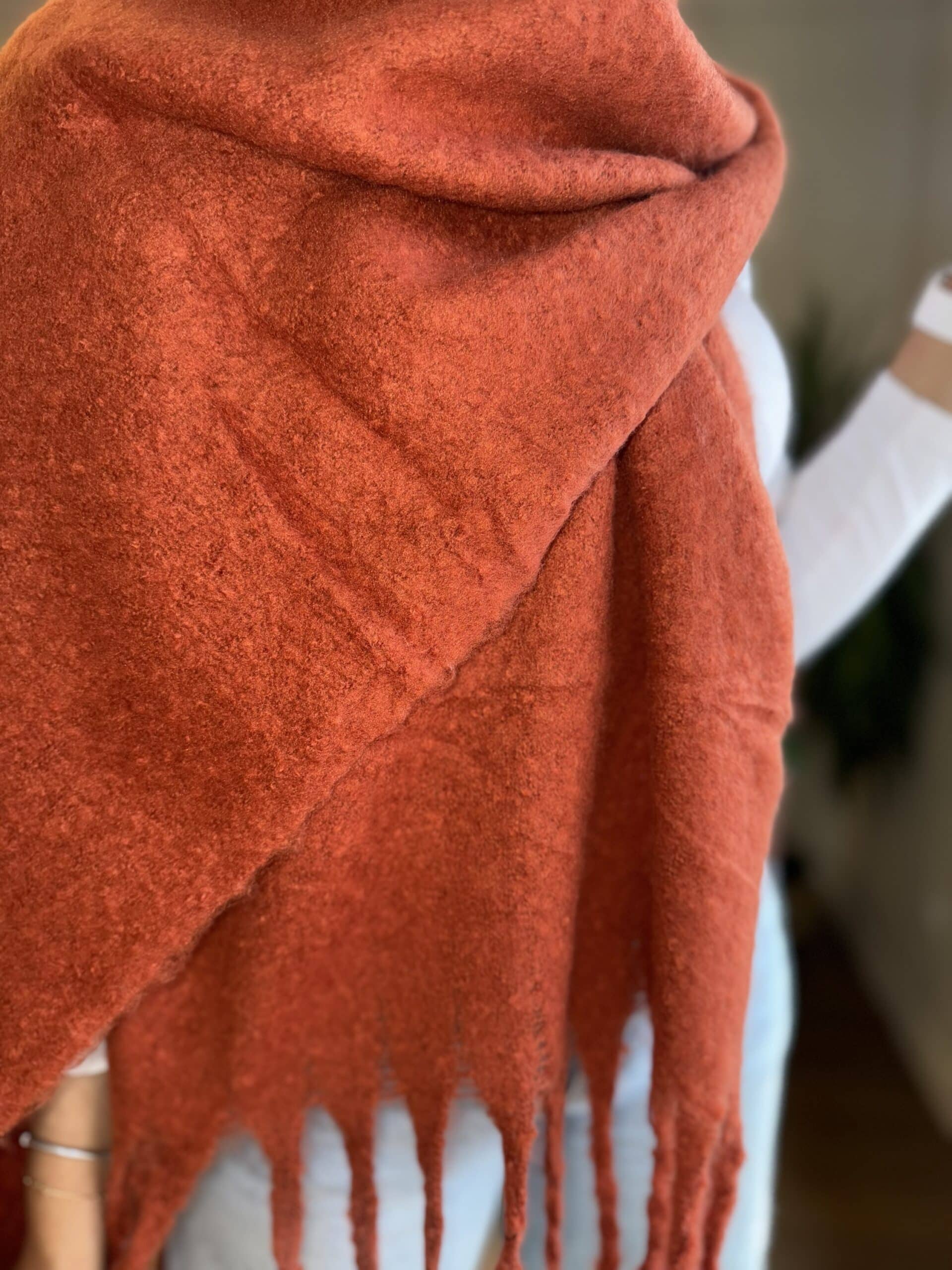 Rust Brown Wool Scarf