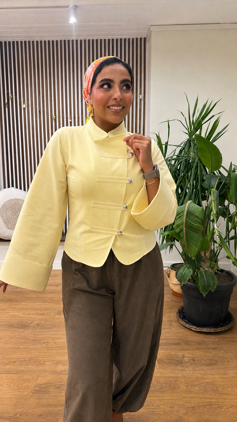 Chinese Collar Blouse In Yellow