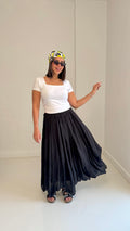 Flowy Crinkle Skirt In Black