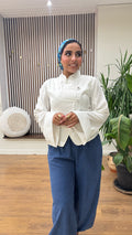 Chinese Collar Blouse In White