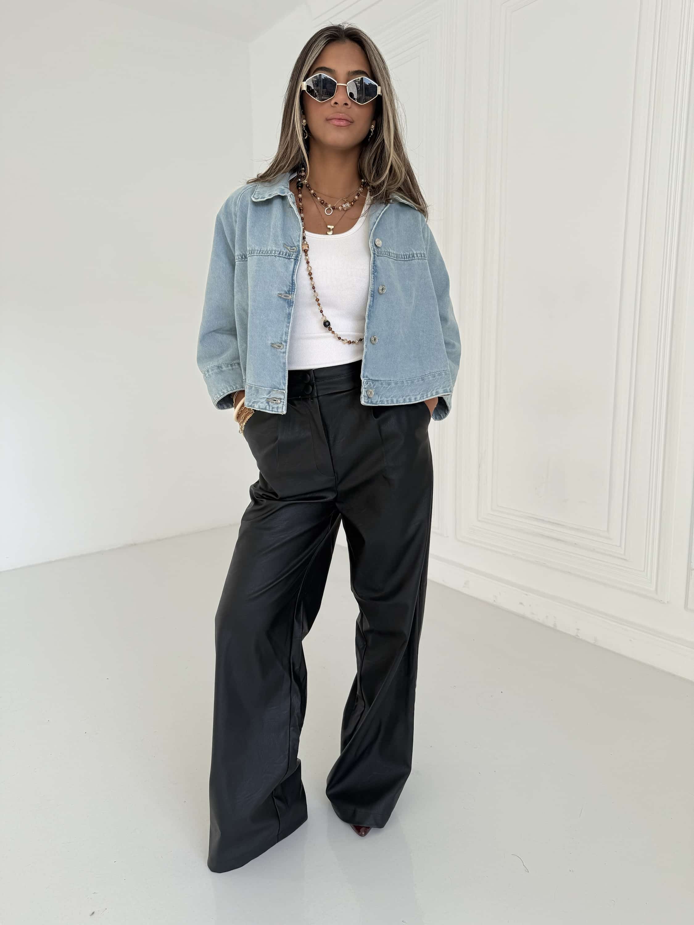 Leather wide leg Pants