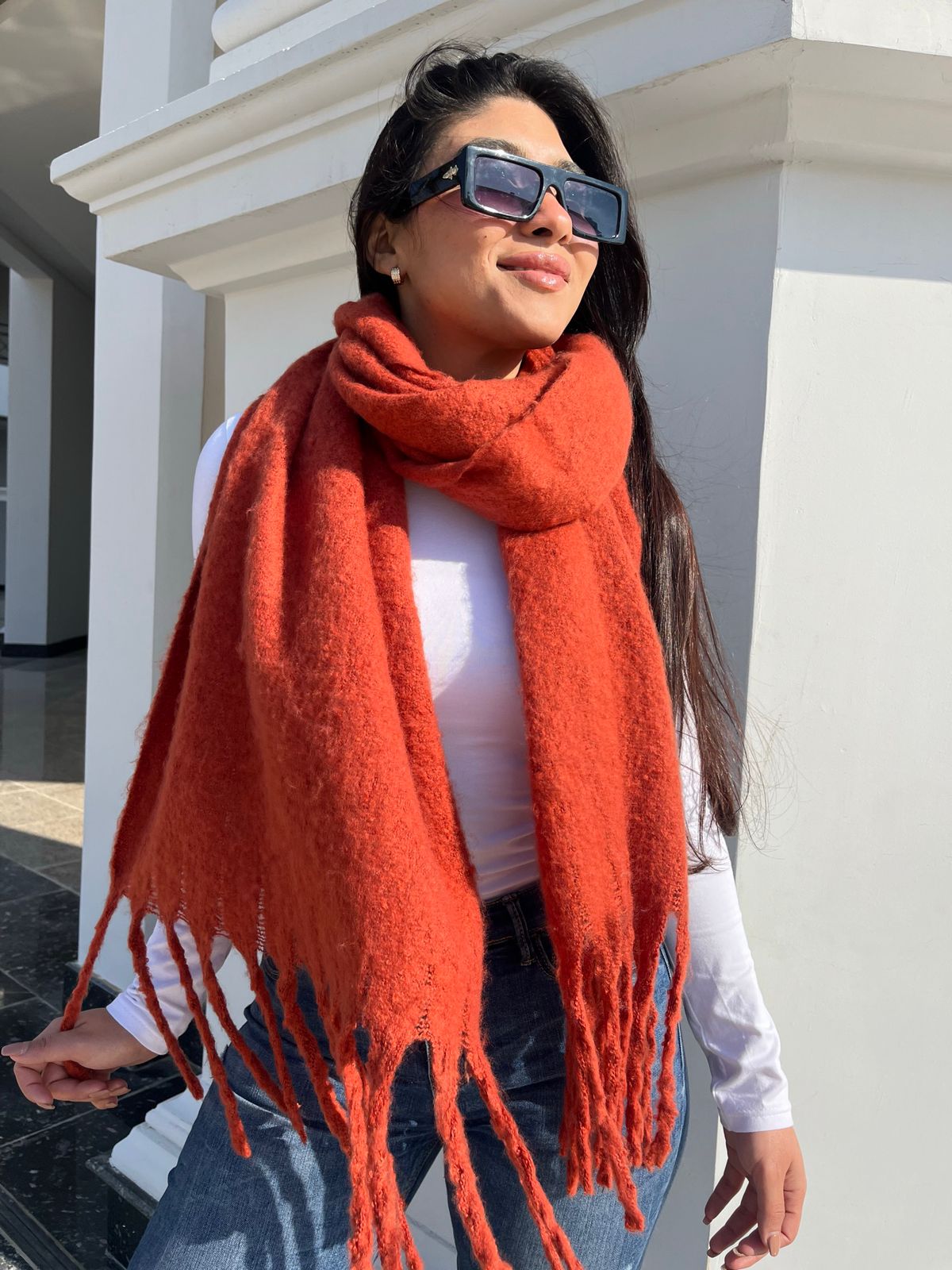 Rust Brown Wool Scarf