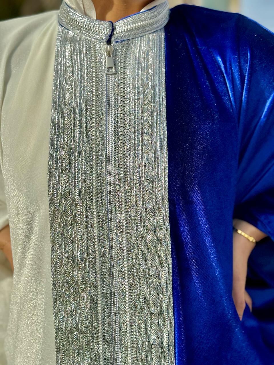 Royal blue X white Kaftan