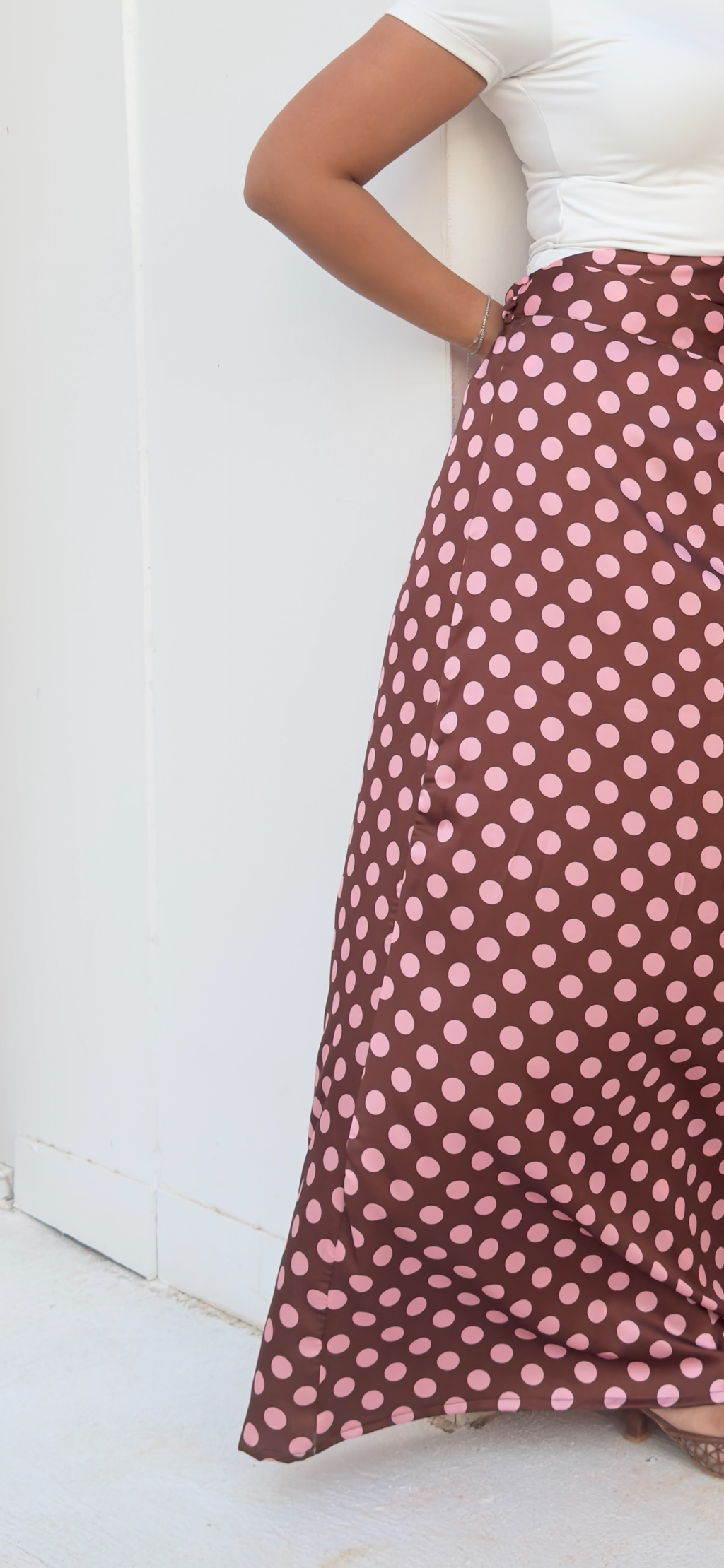 Polka Dots Brown Wrap Skirt