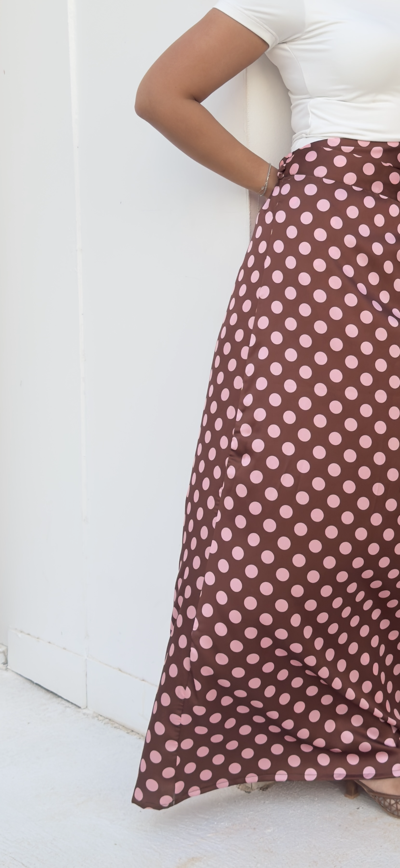 Polka Dots Brown Wrap Skirt