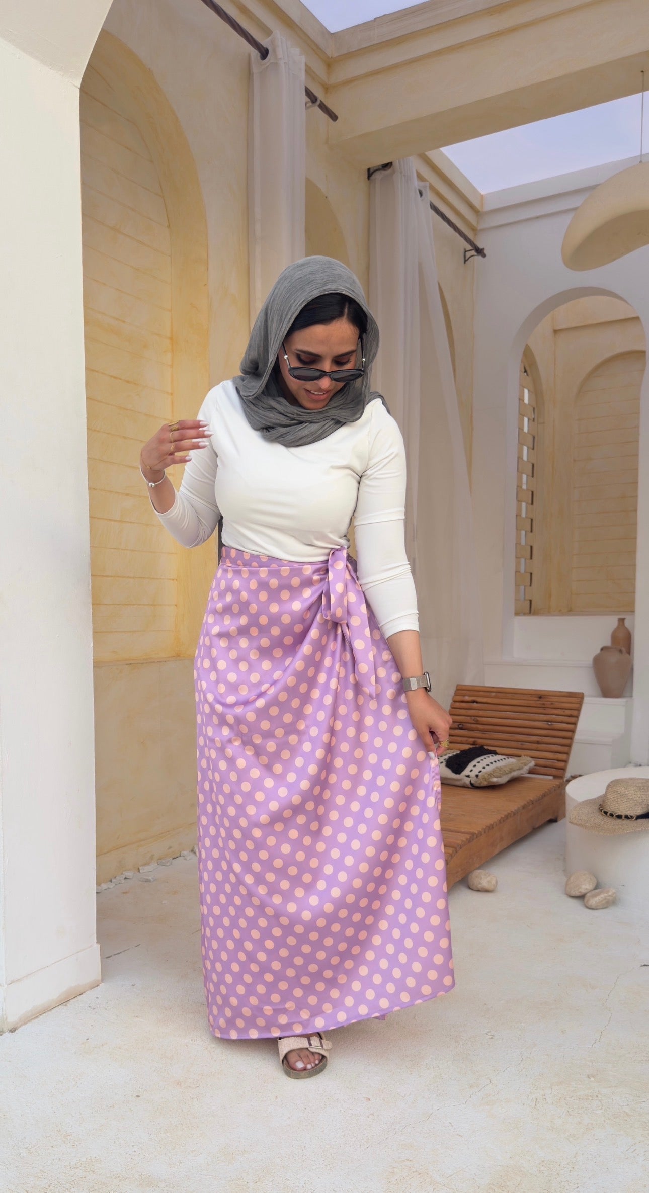 Polka Dots Lavender Wrap Skirt