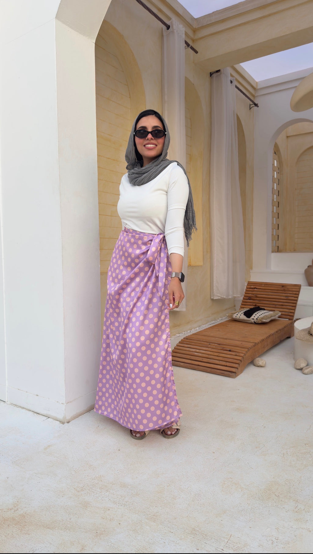 Polka Dots Lavender Wrap Skirt