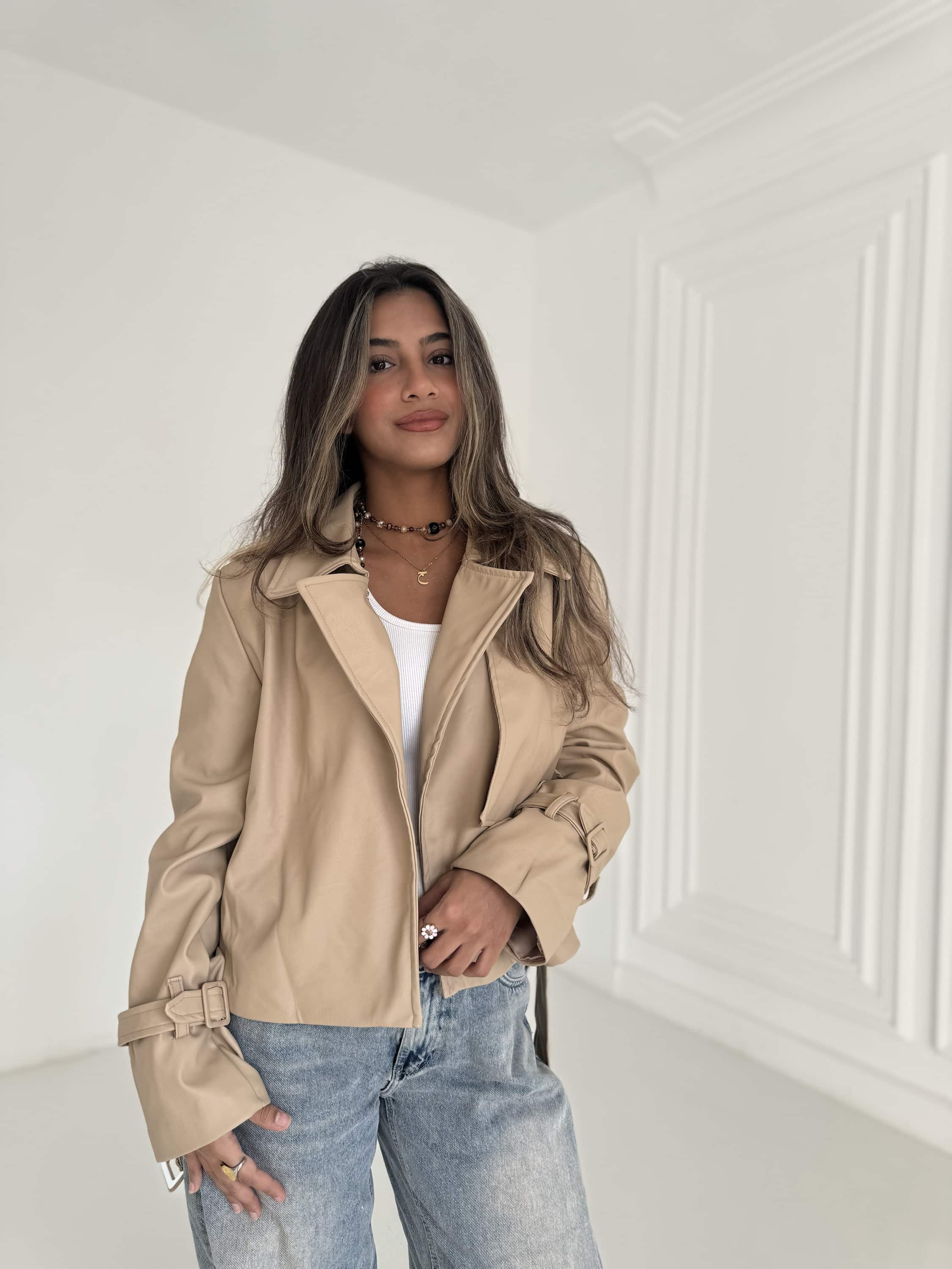 Cropped Leather Coat