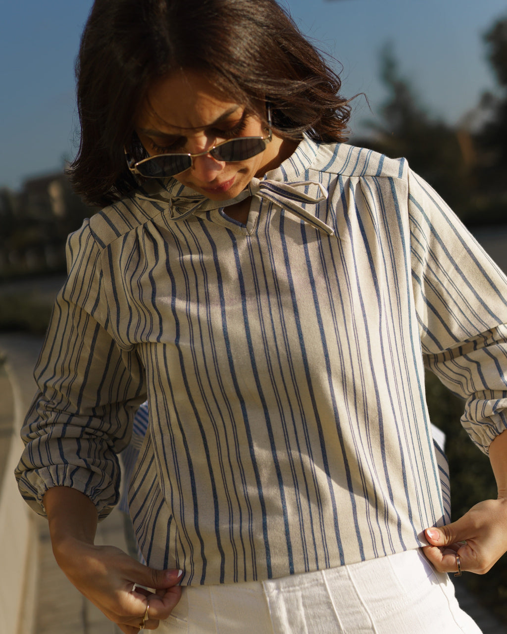 Bow Linen Blouse