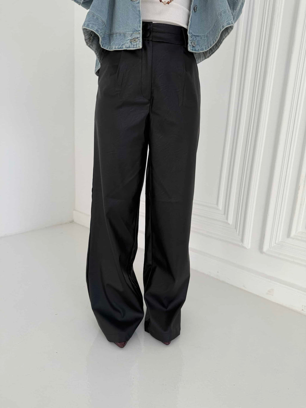 Leather wide leg Pants
