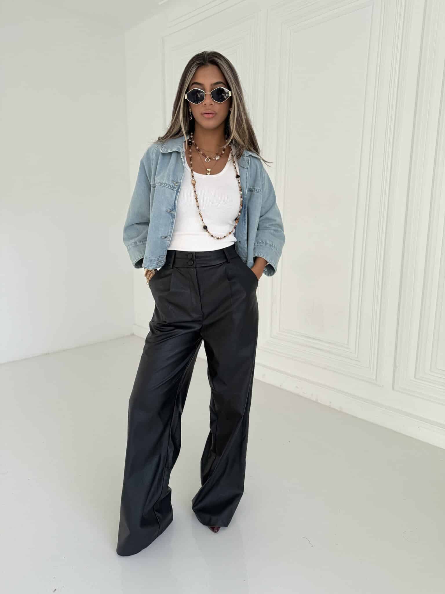 Leather wide leg Pants