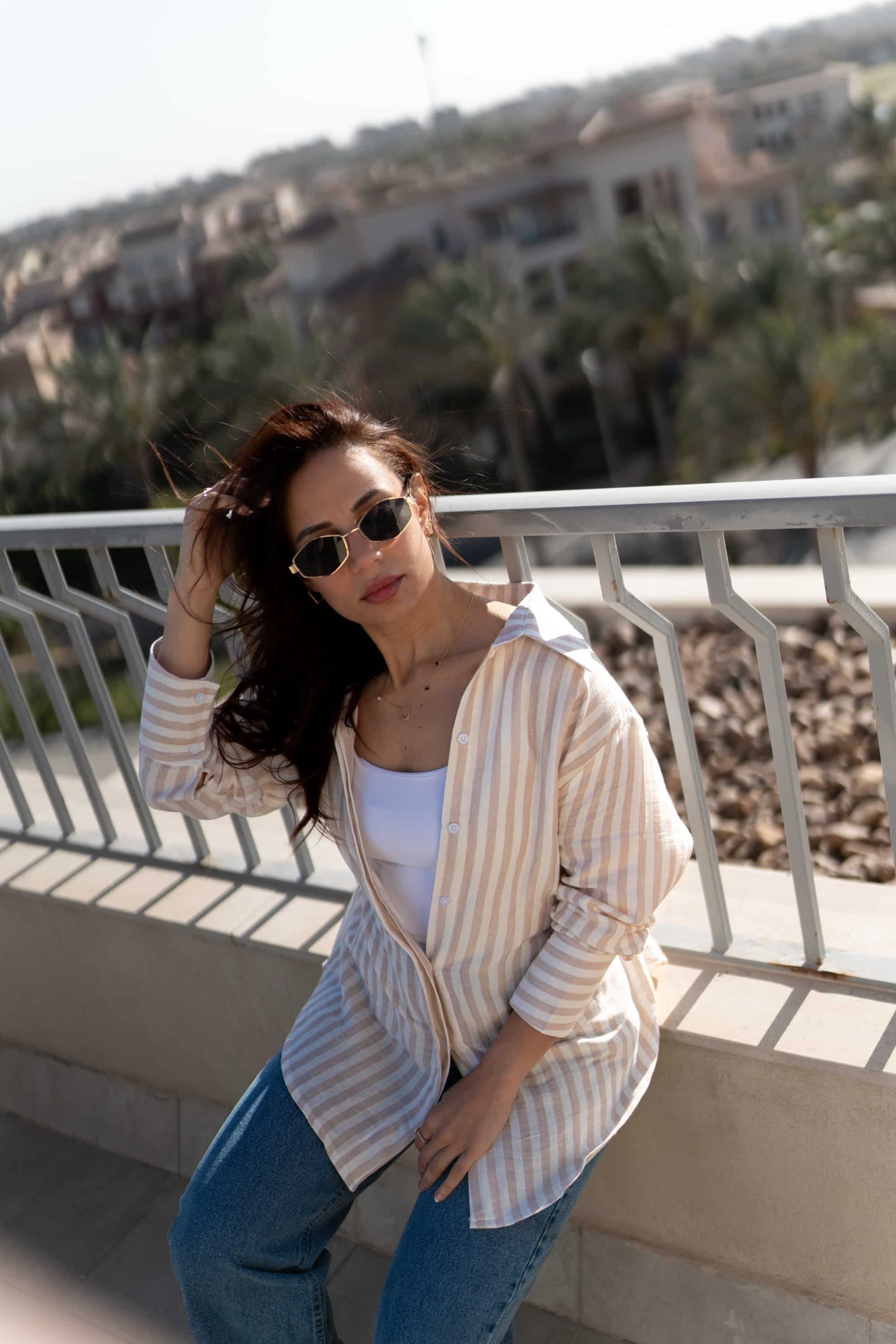 Strippy Oversize Tied Shirt