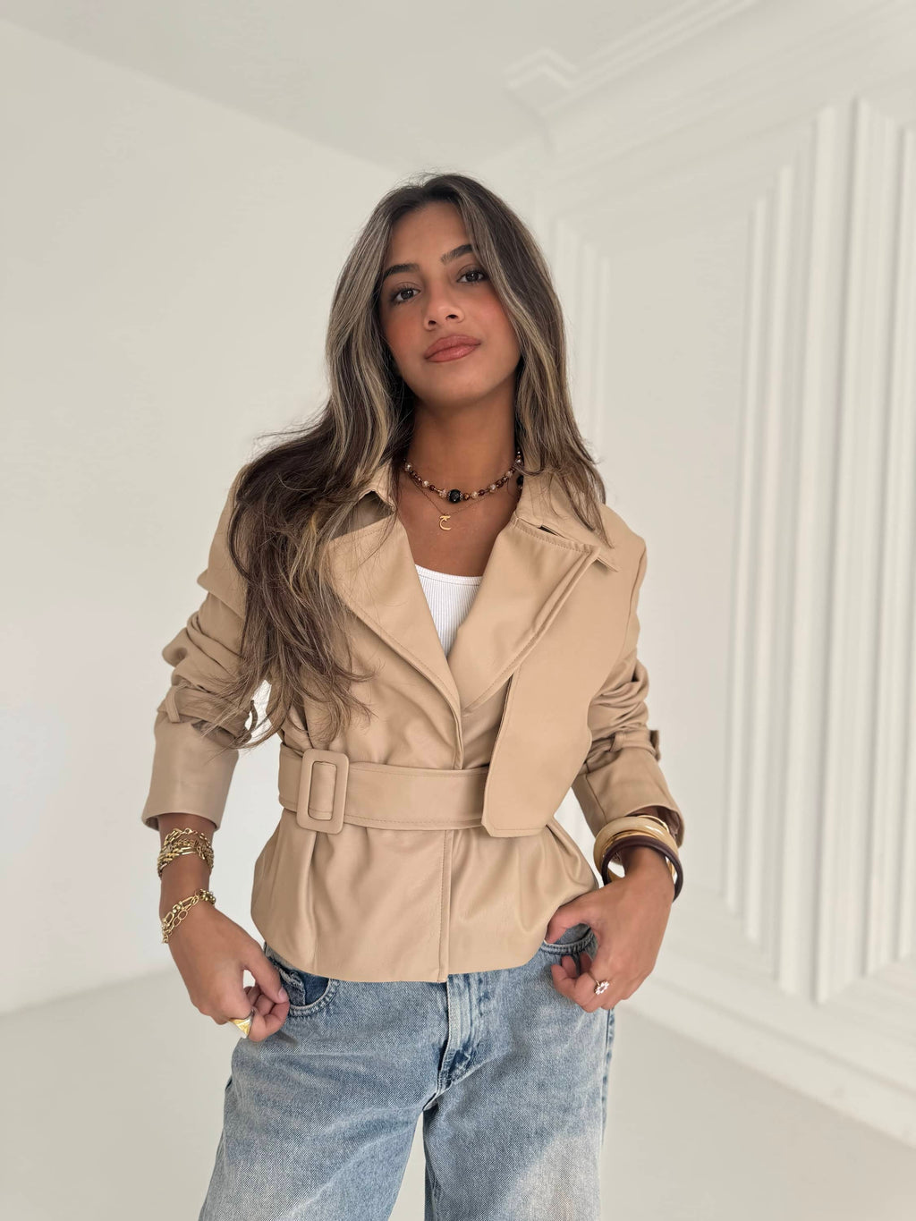Cropped Leather Coat