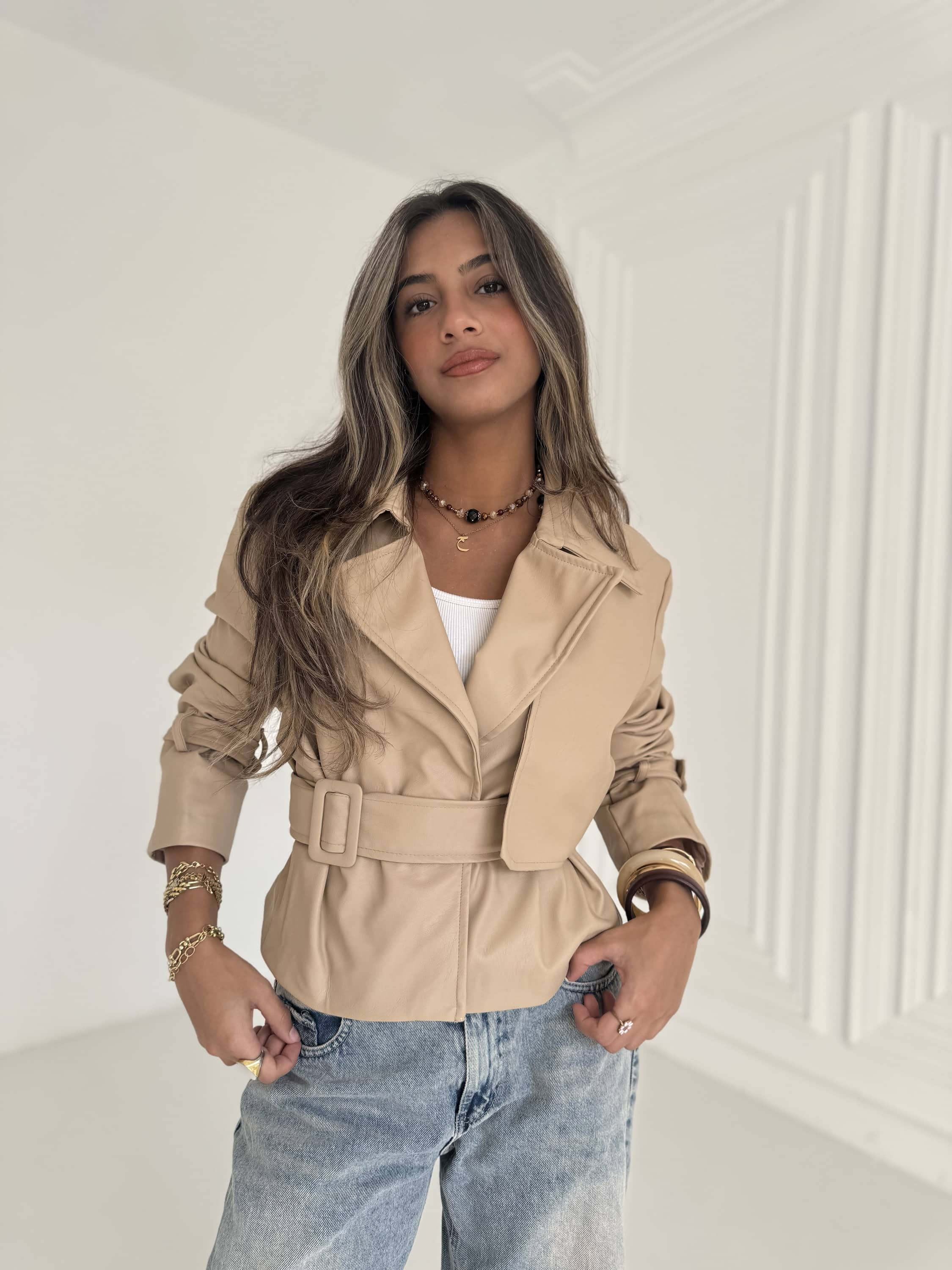 Cropped Leather Coat