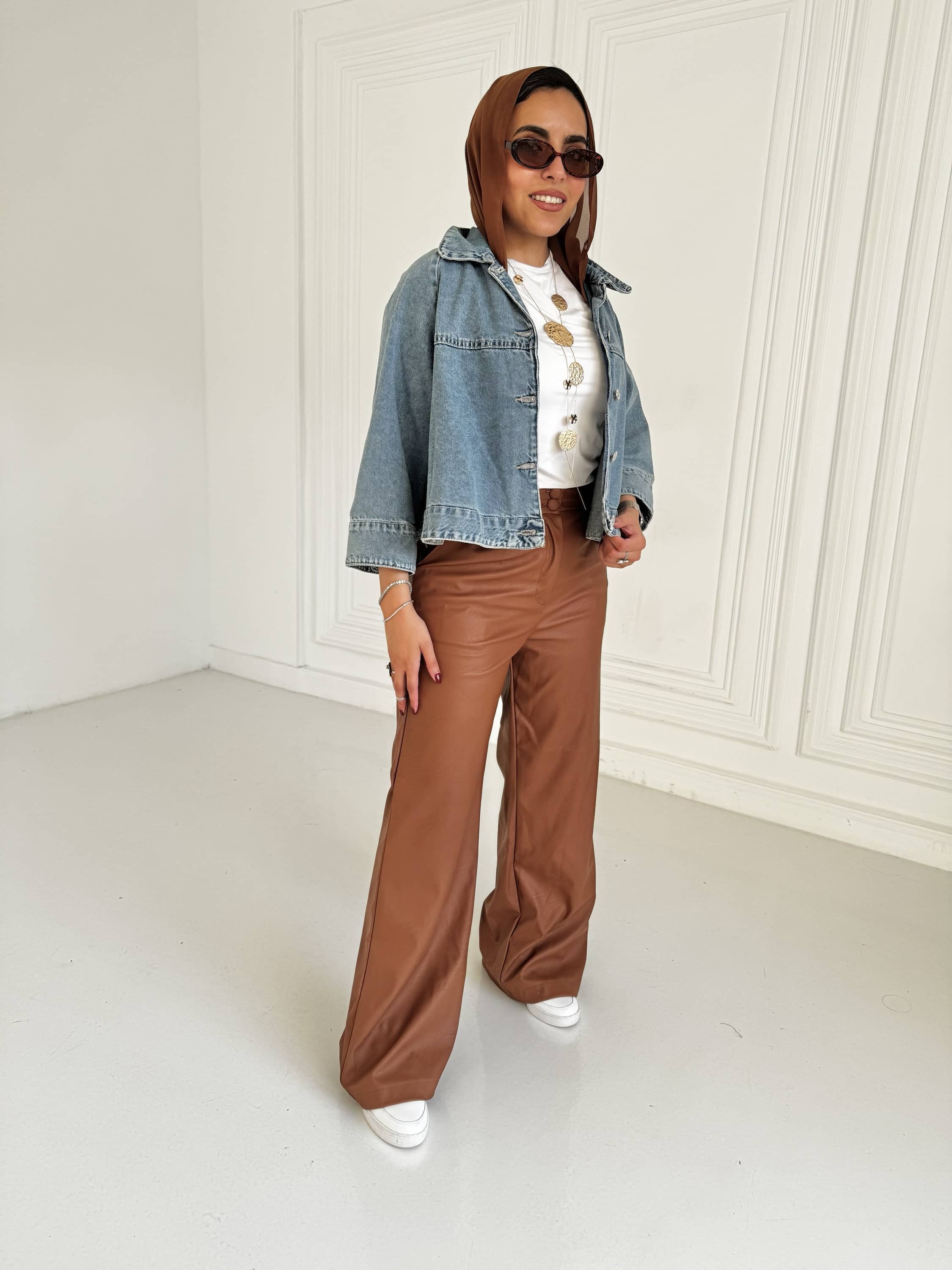 Leather wide leg Pants