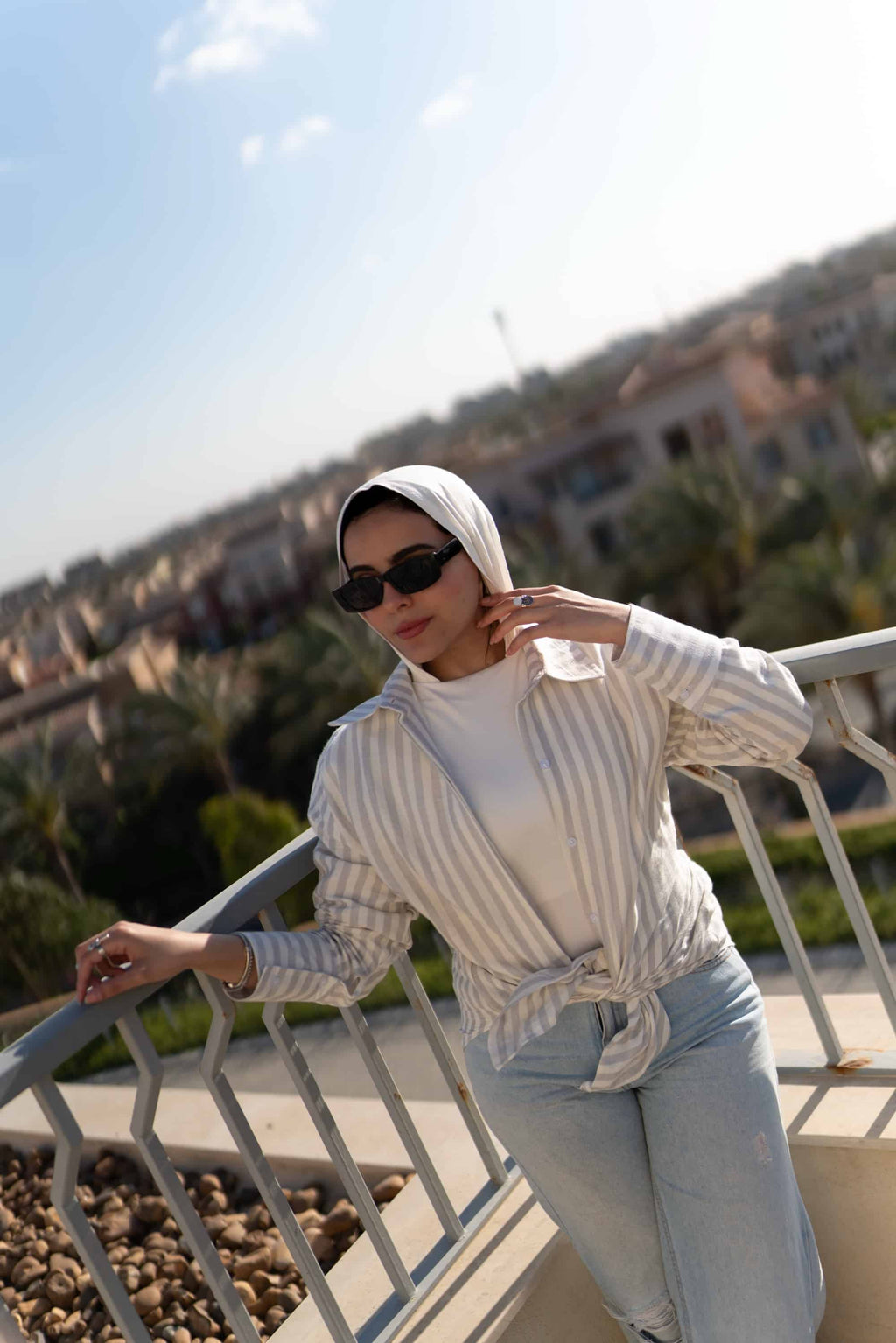 Strippy Oversize Tied Shirt