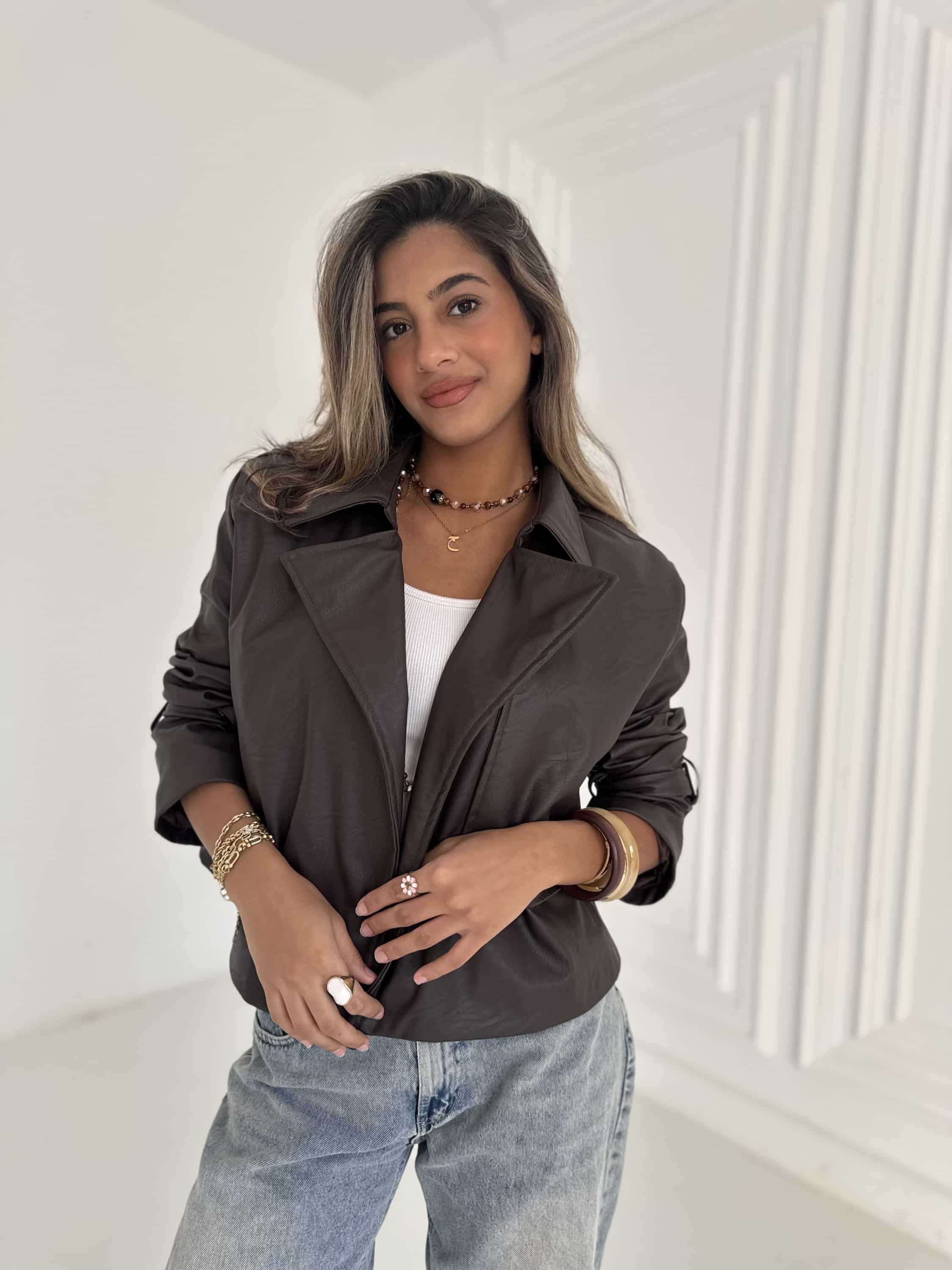 Cropped Leather Coat