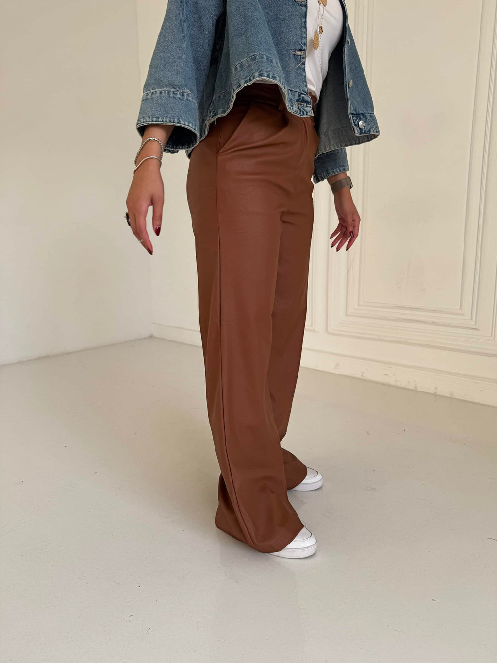 Leather wide leg Pants