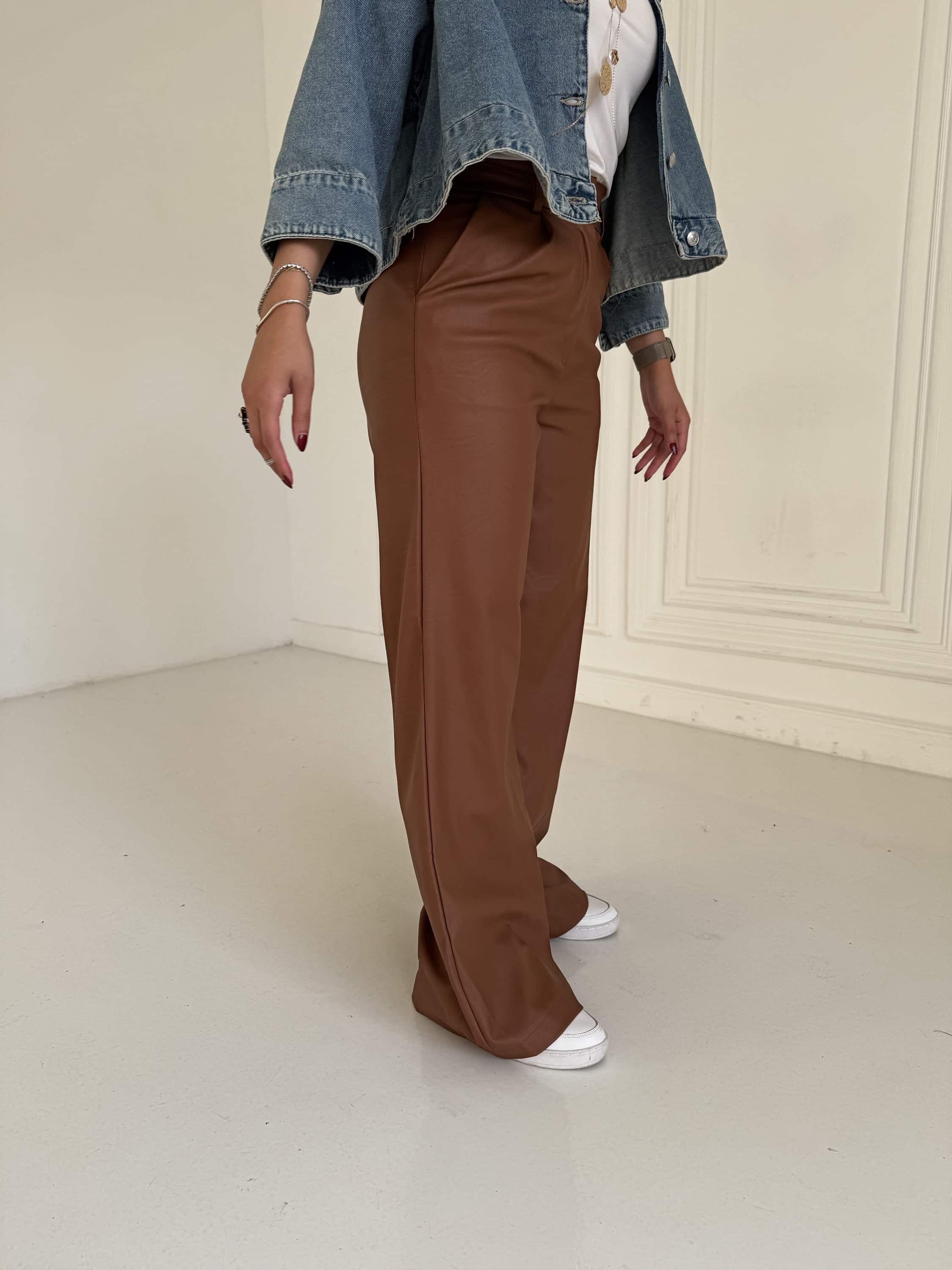 Leather wide leg Pants