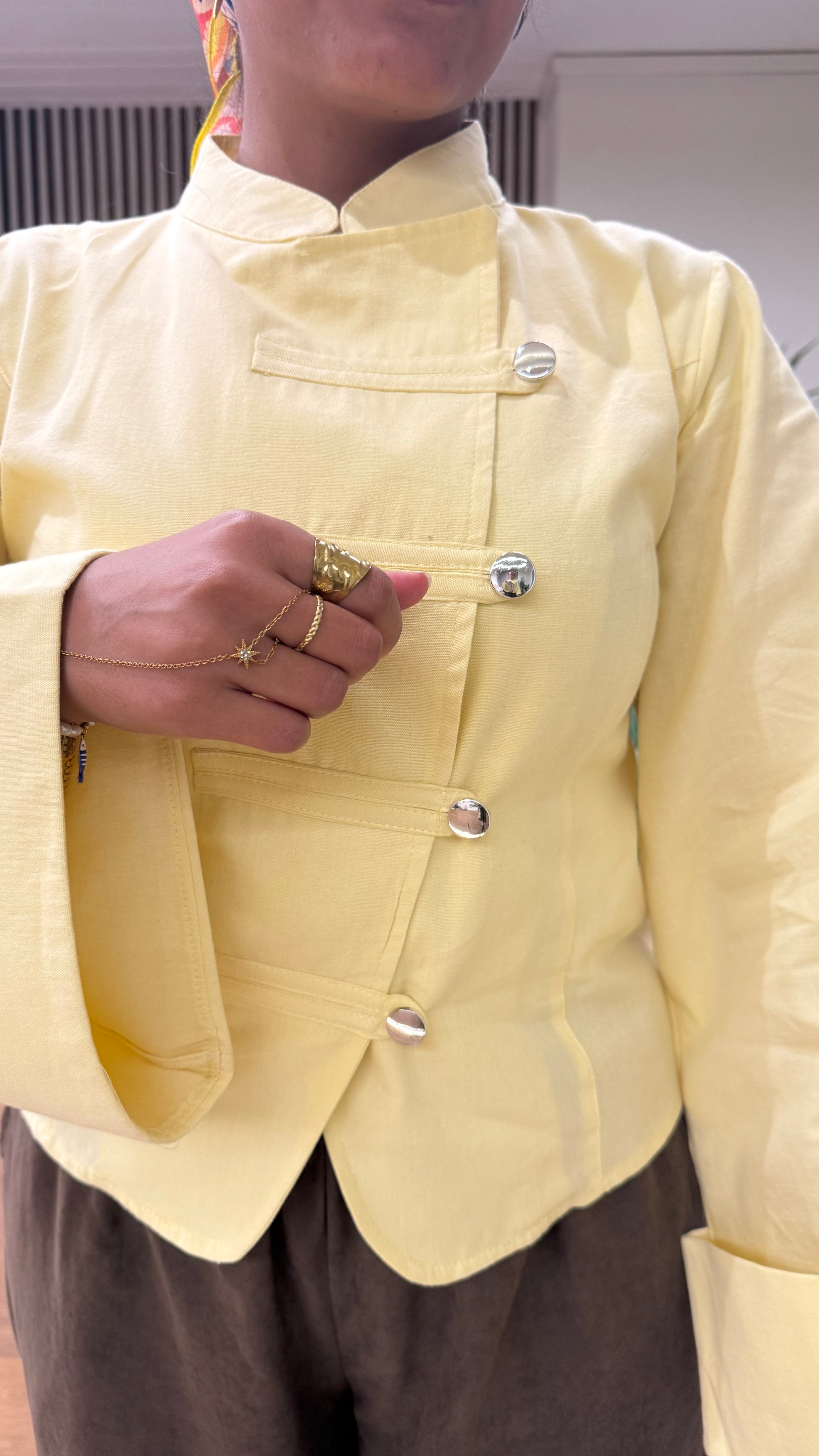 Chinese Collar Blouse In Yellow