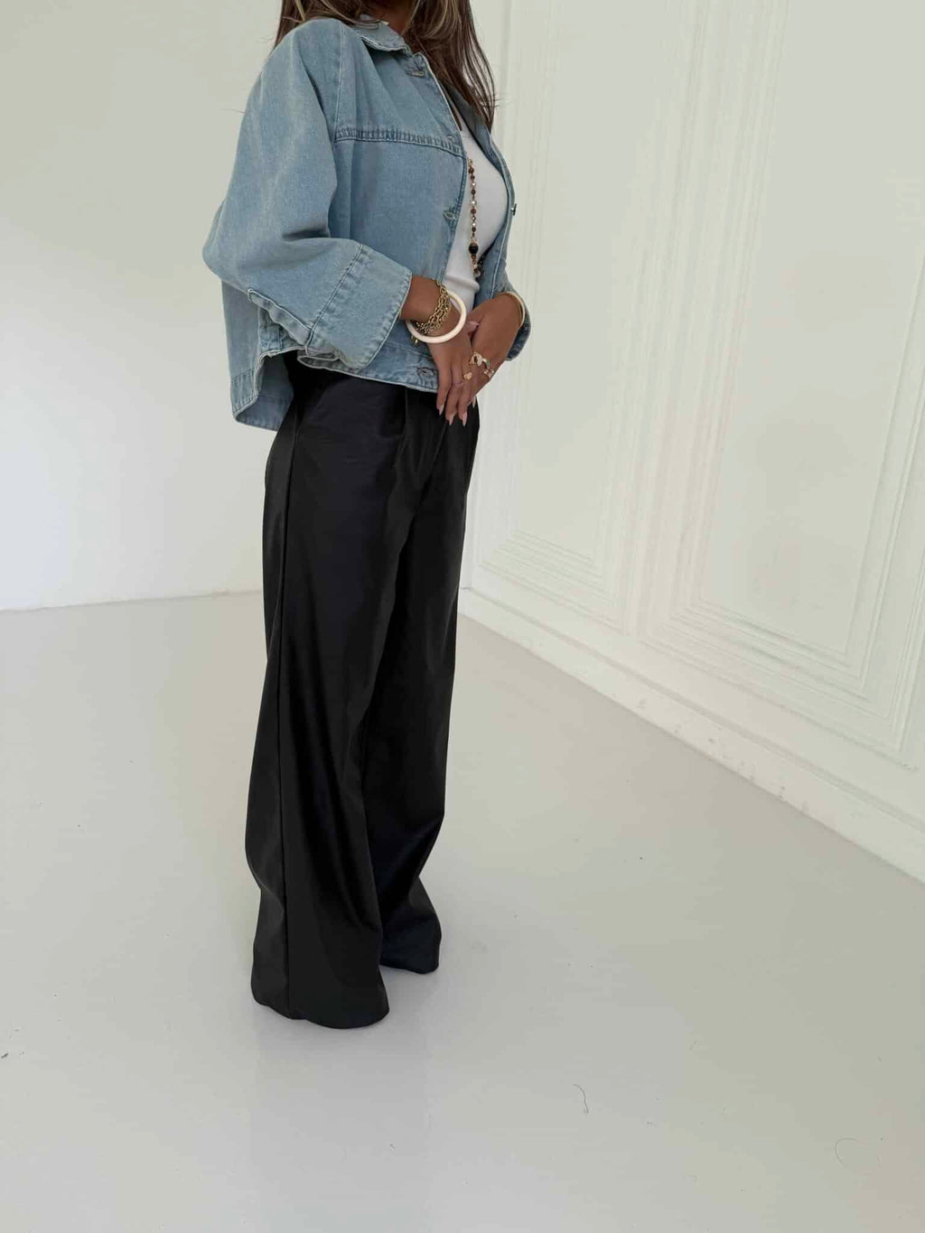 Leather wide leg Pants