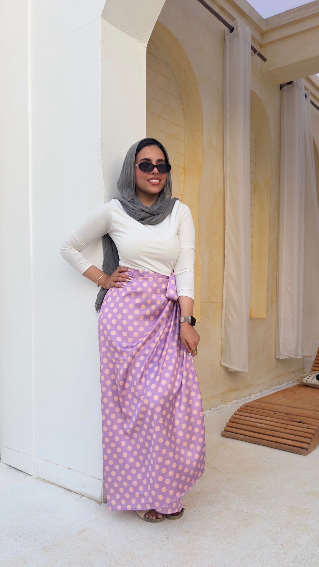 Polka Dots Lavender Wrap Skirt