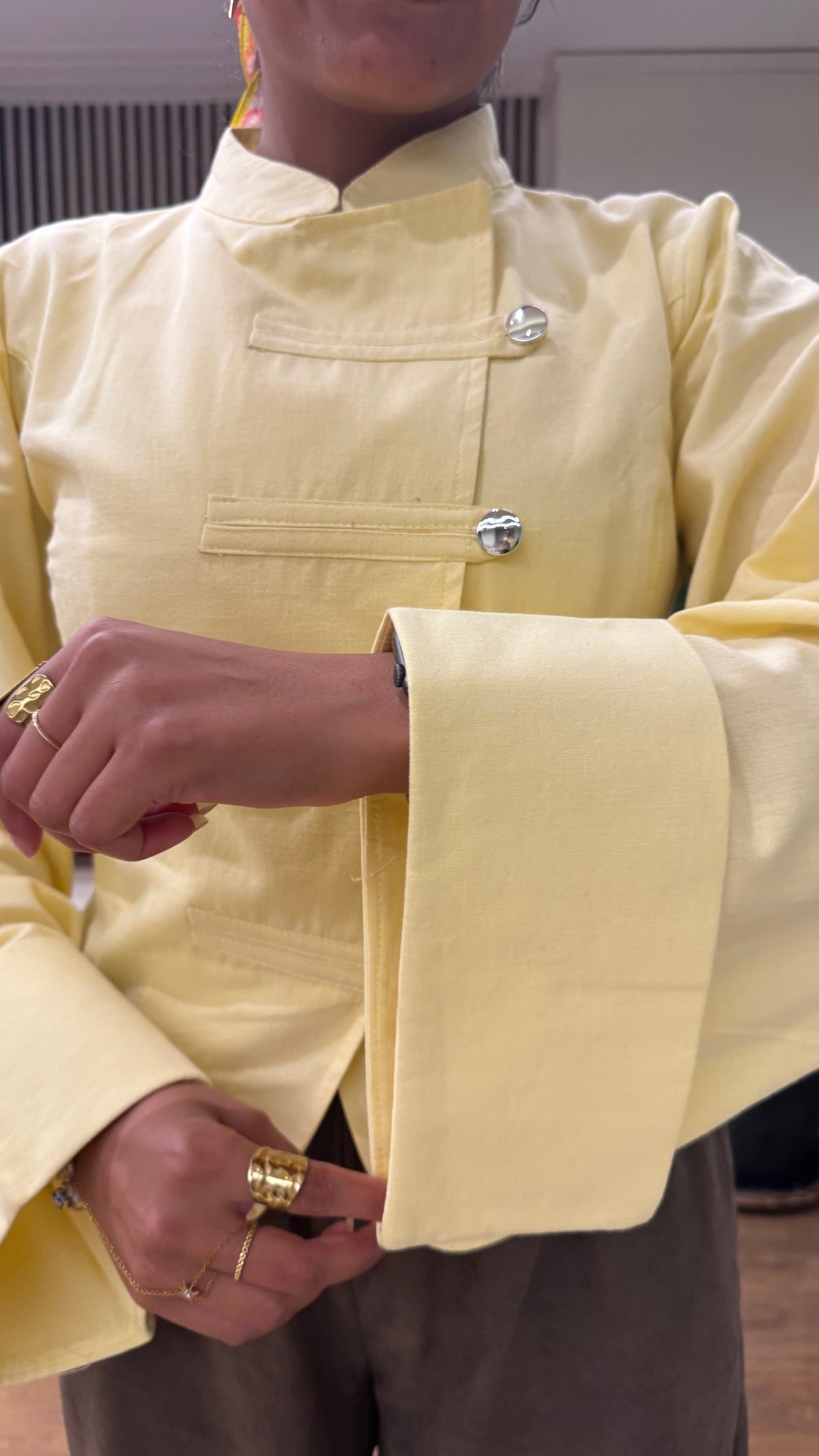 Chinese Collar Blouse In Yellow