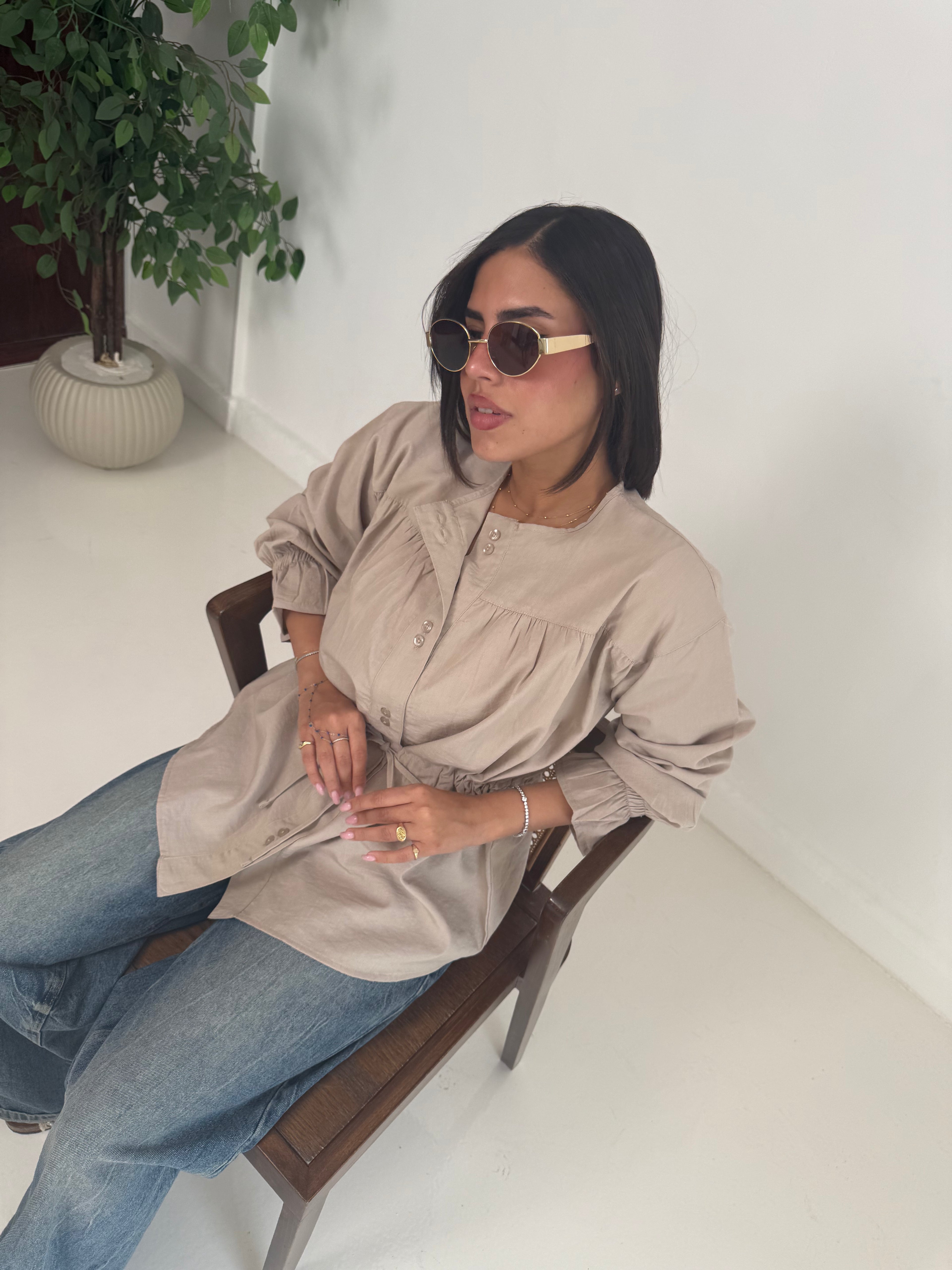Contour Waist Linen Shirt