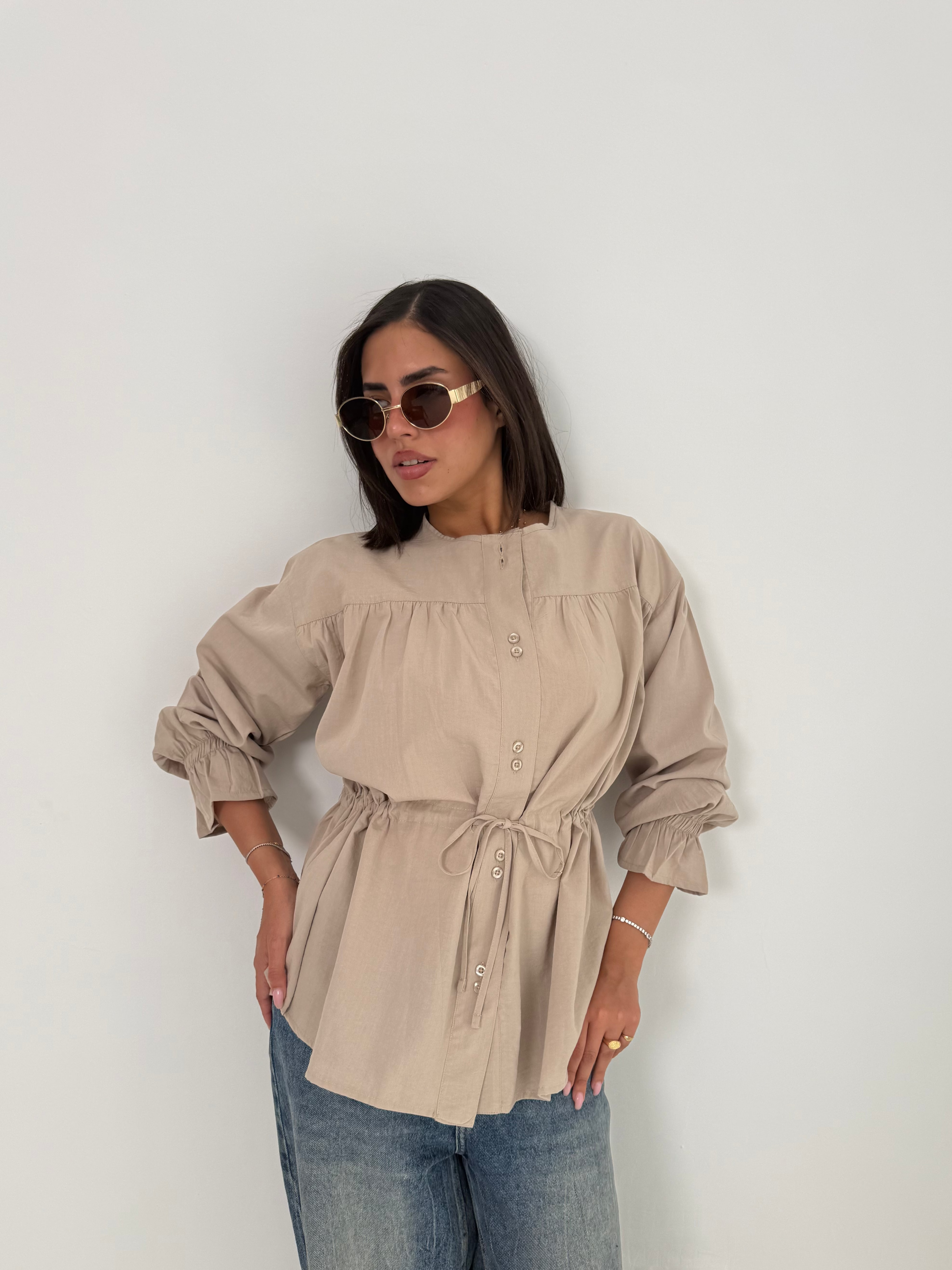 Contour Waist Linen Shirt