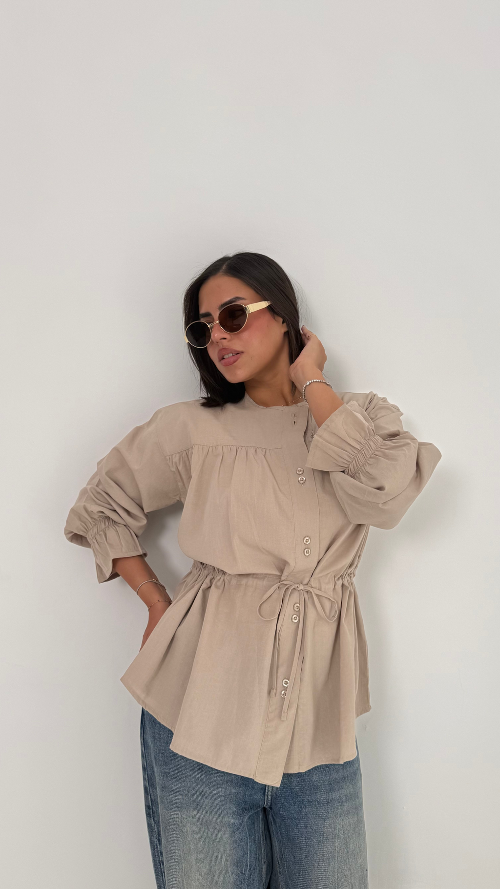 Contour Waist Linen Shirt