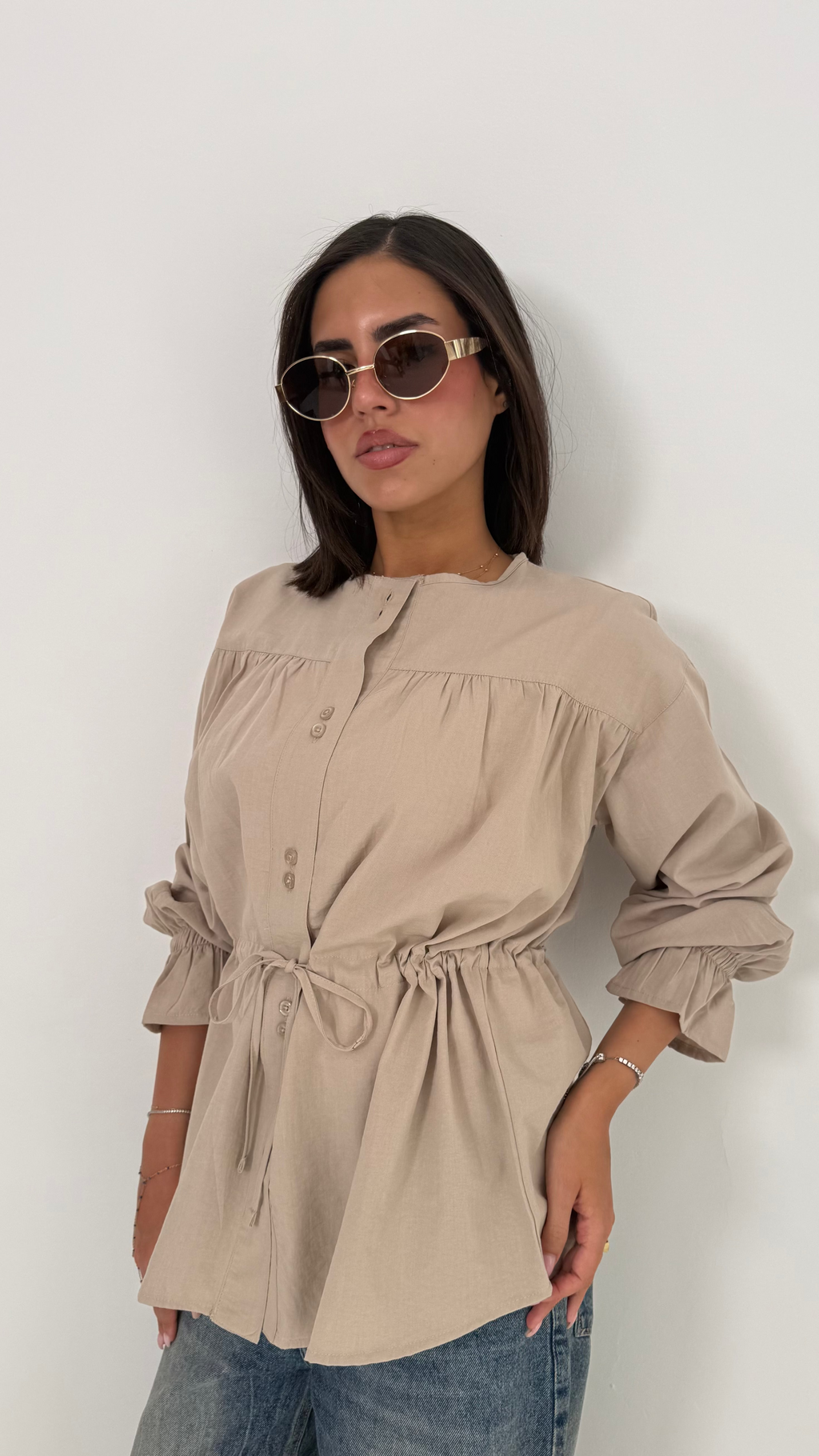 Contour Waist Linen Shirt