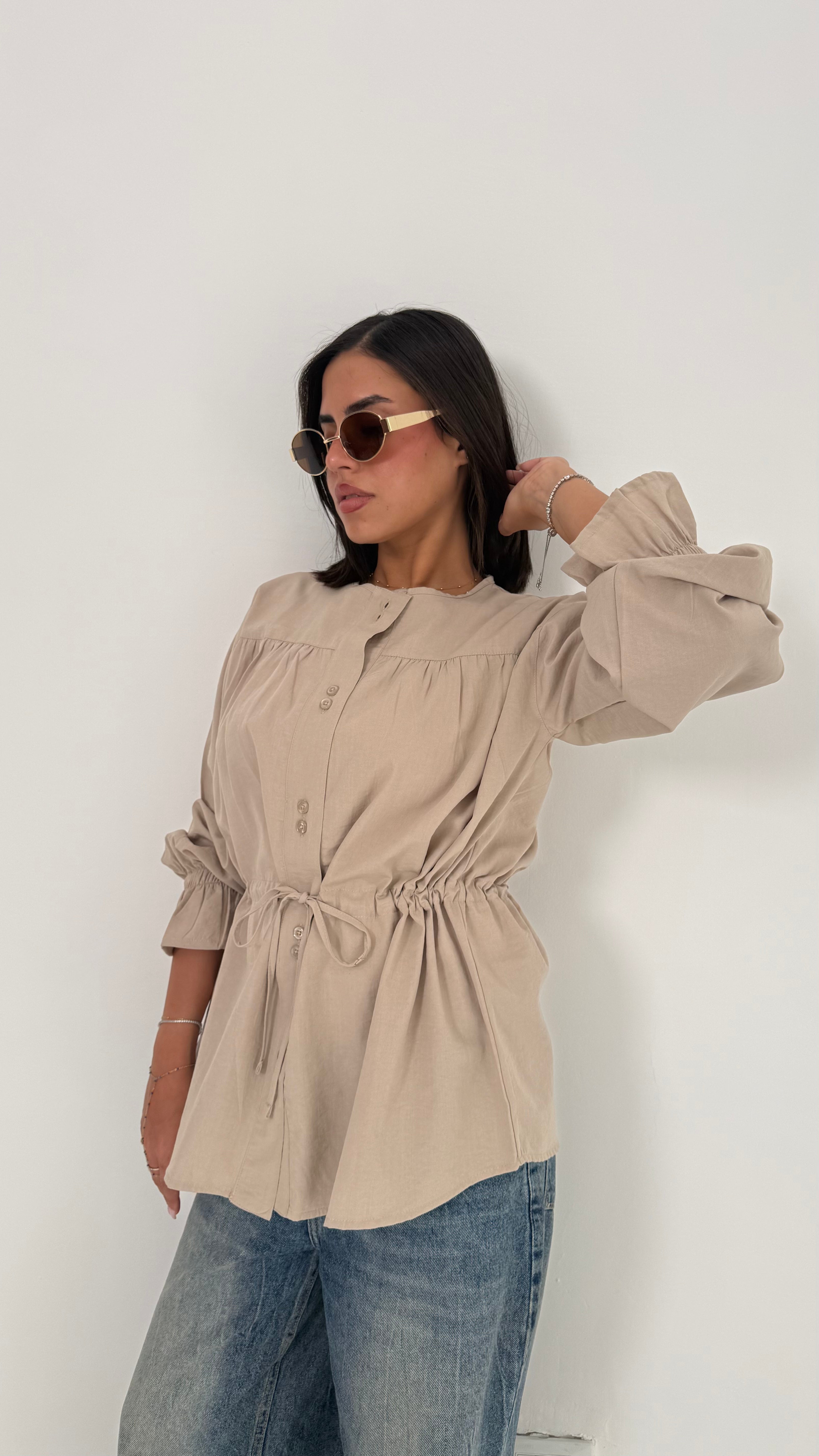 Contour Waist Linen Shirt