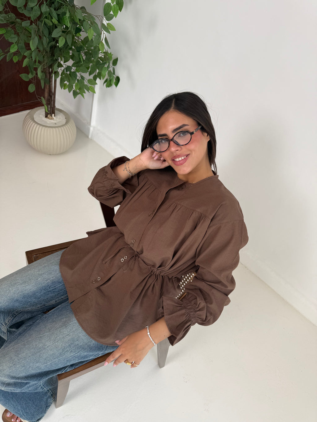 Contour Waist Linen Shirt